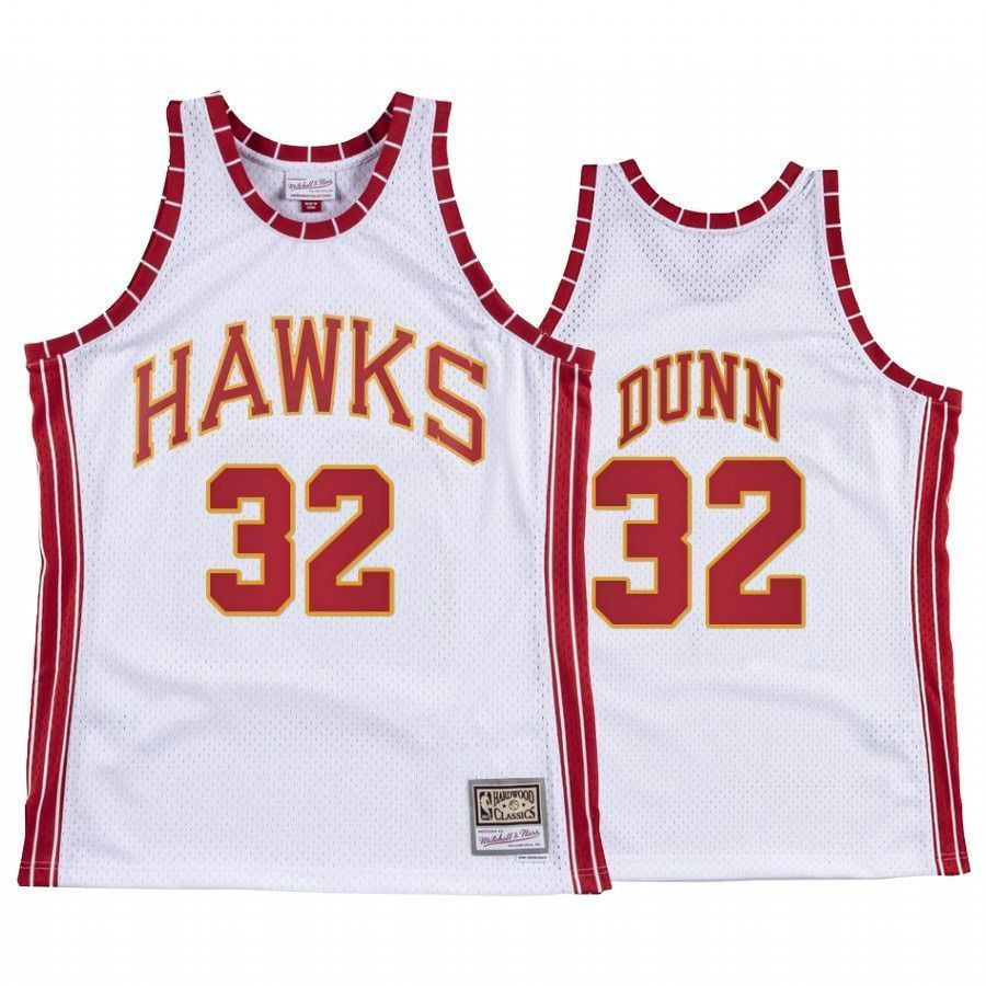 Men's Kris Dunn 32 Atlanta Hawks Hardwood Classics Jersey White - JS778 