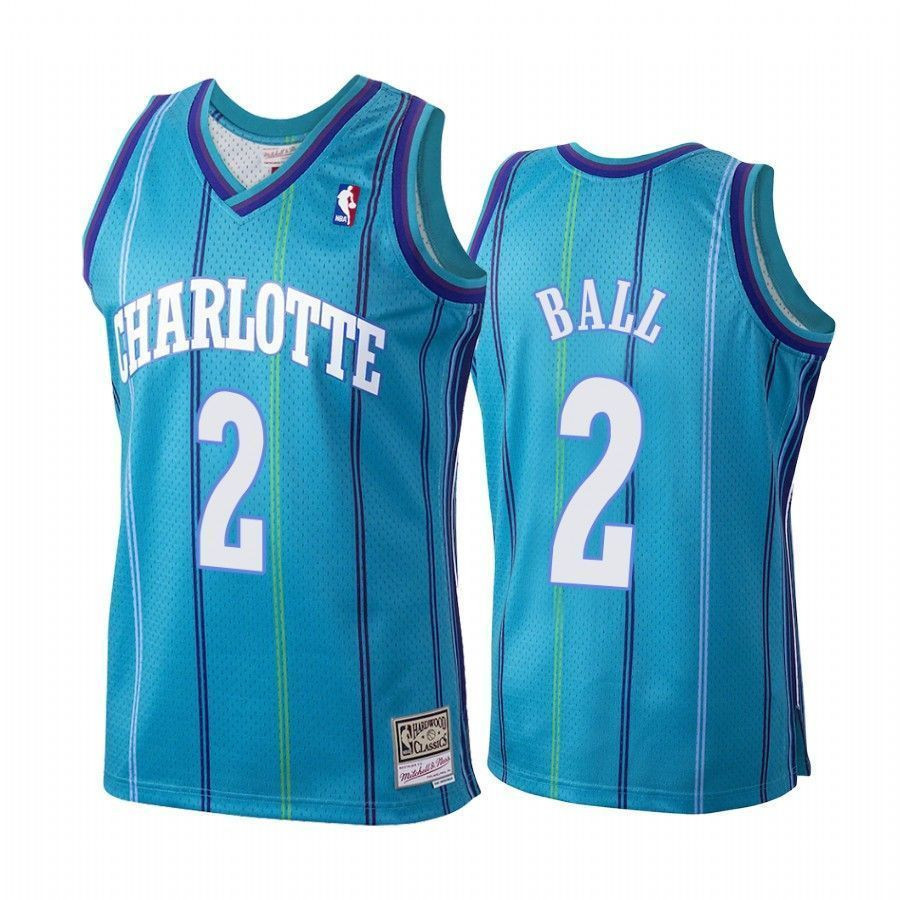Men's Lamelo Ball 2 Charlotte Hornets Hardwood Classics Basketball Jersey Teal - JS544 