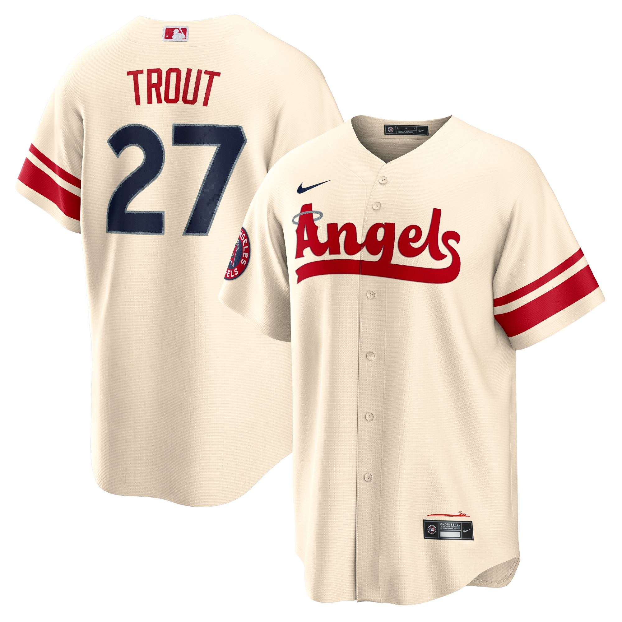 Men's Los Angeles Angels Mike Trout Cream City Connect Player Baseball Jersey 