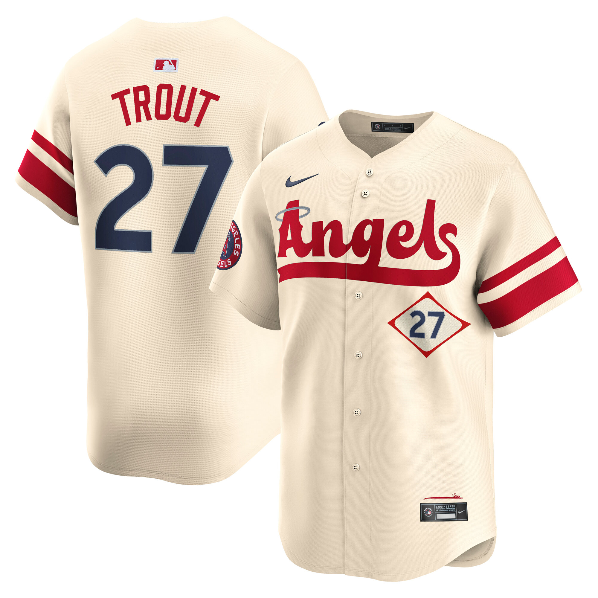 Men's Los Angeles Angels Mike Trout Natural City Connect Limited Baseball Jersey 