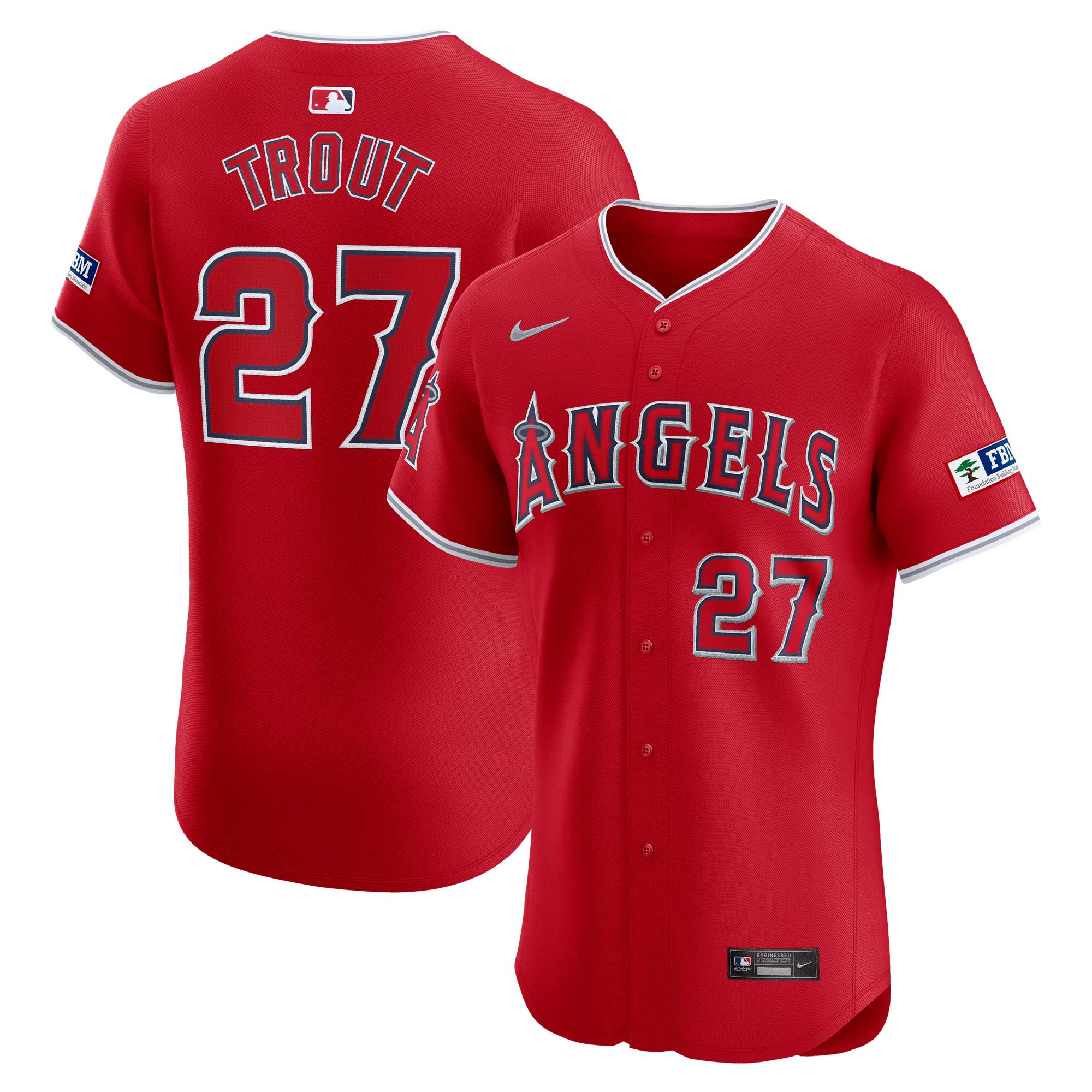 Men's Los Angeles Angels Mike Trout Red Alternate Elite Player Baseball Jersey 