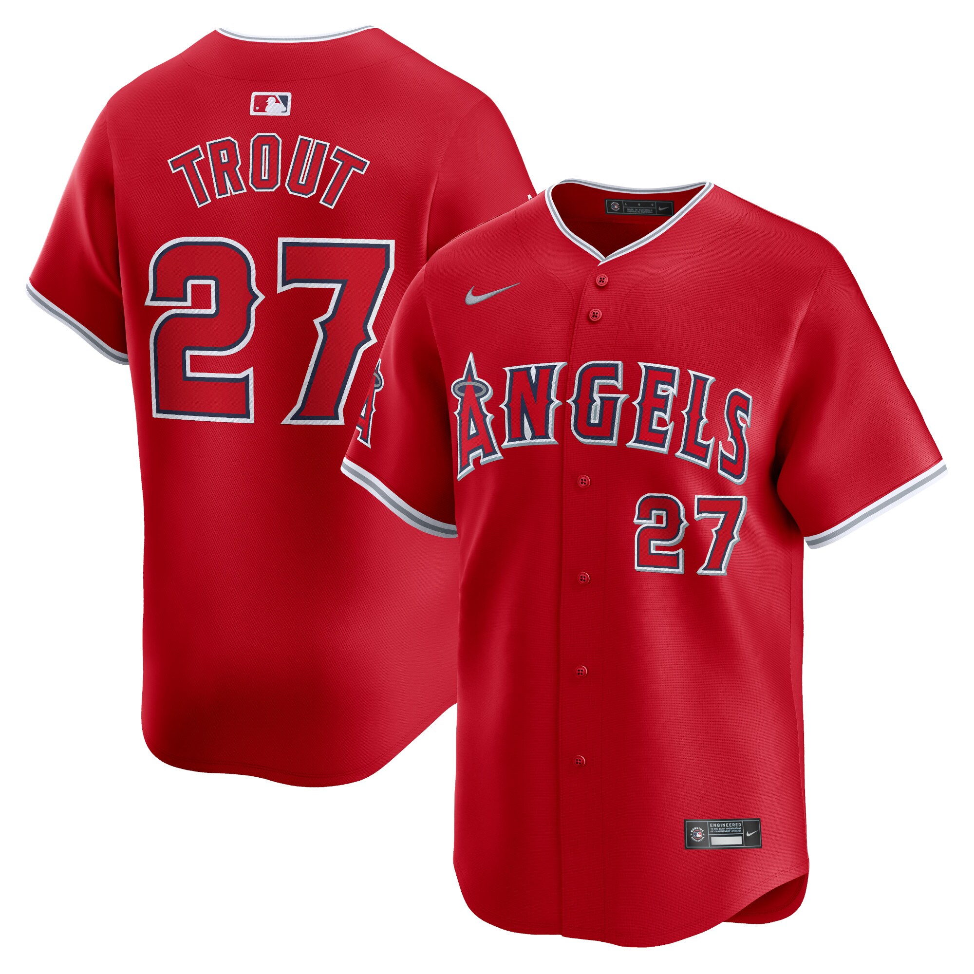 Men's Los Angeles Angels Mike Trout Red Alternate Limited Player Baseball Jersey 