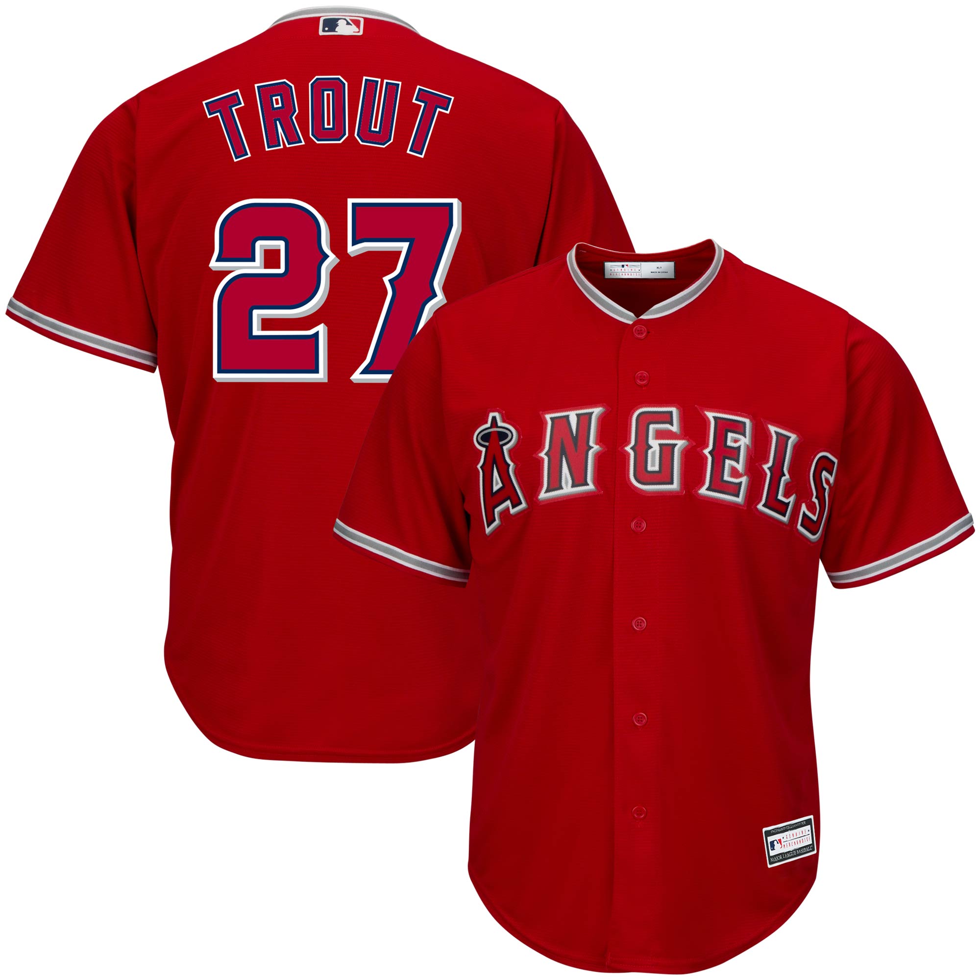 Men's Los Angeles Angels Mike Trout Red Big & Tall Player Baseball Jersey 