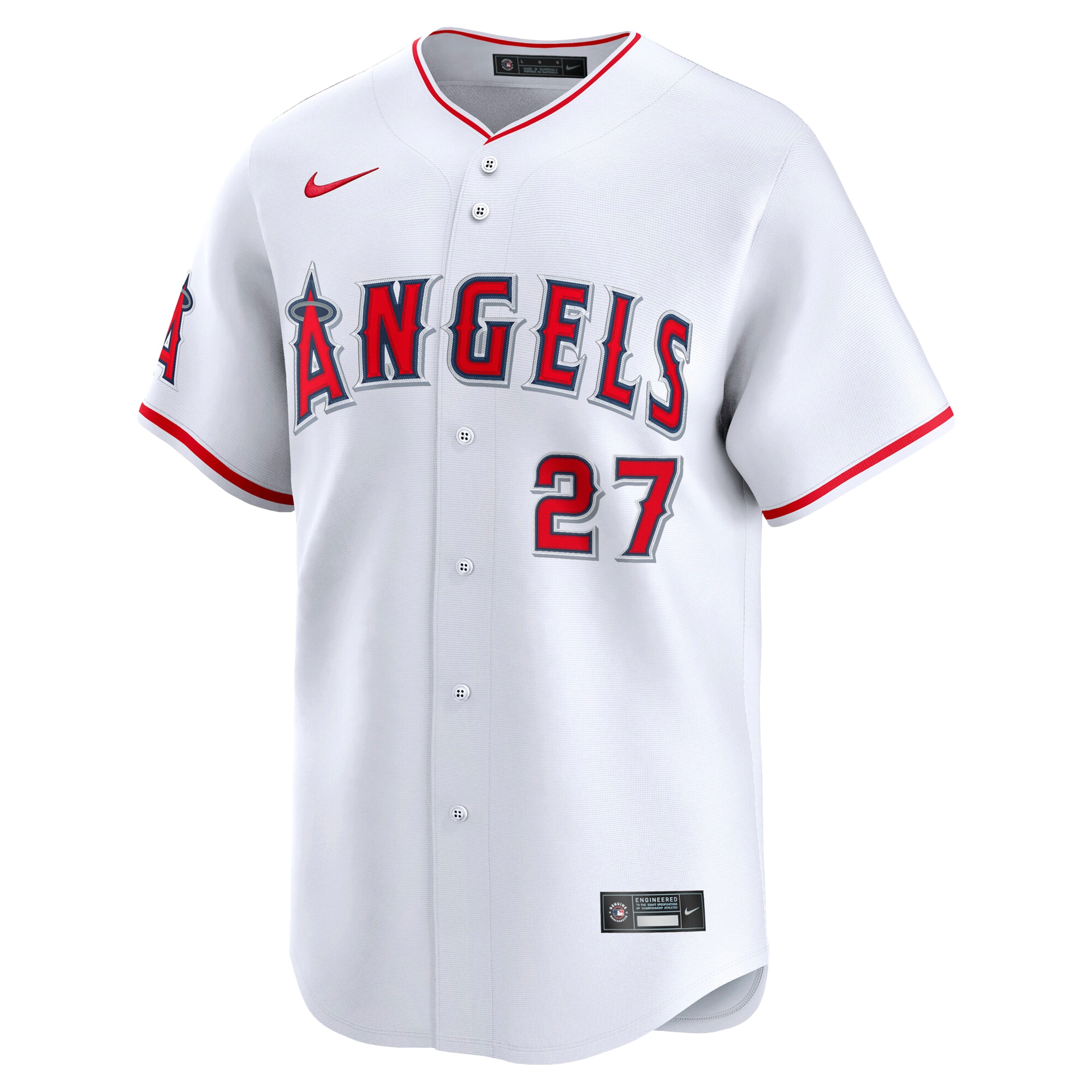 Alternative view of Men's Los Angeles Angels Mike Trout White Home Limited Player Baseball Jersey 