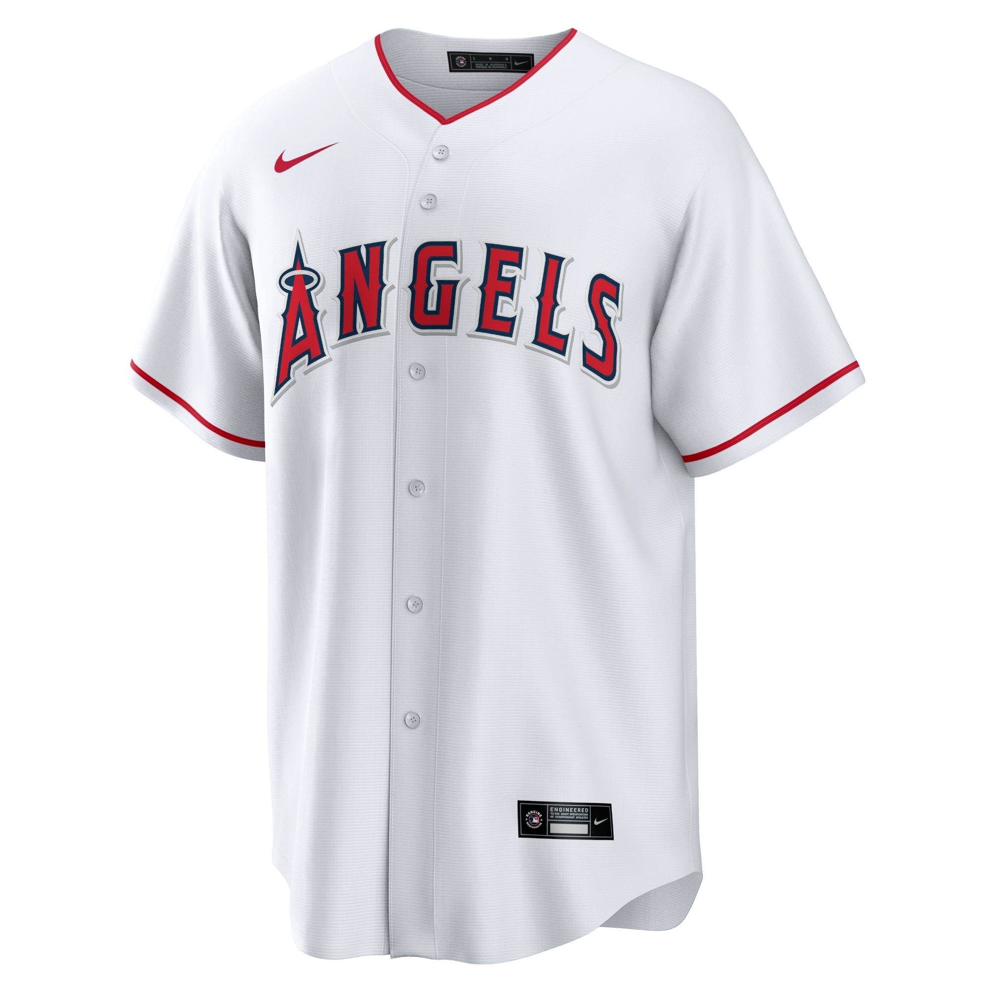 Alternative view of Men's Los Angeles Angels Mike Trout White Home Player Name Baseball Jersey 