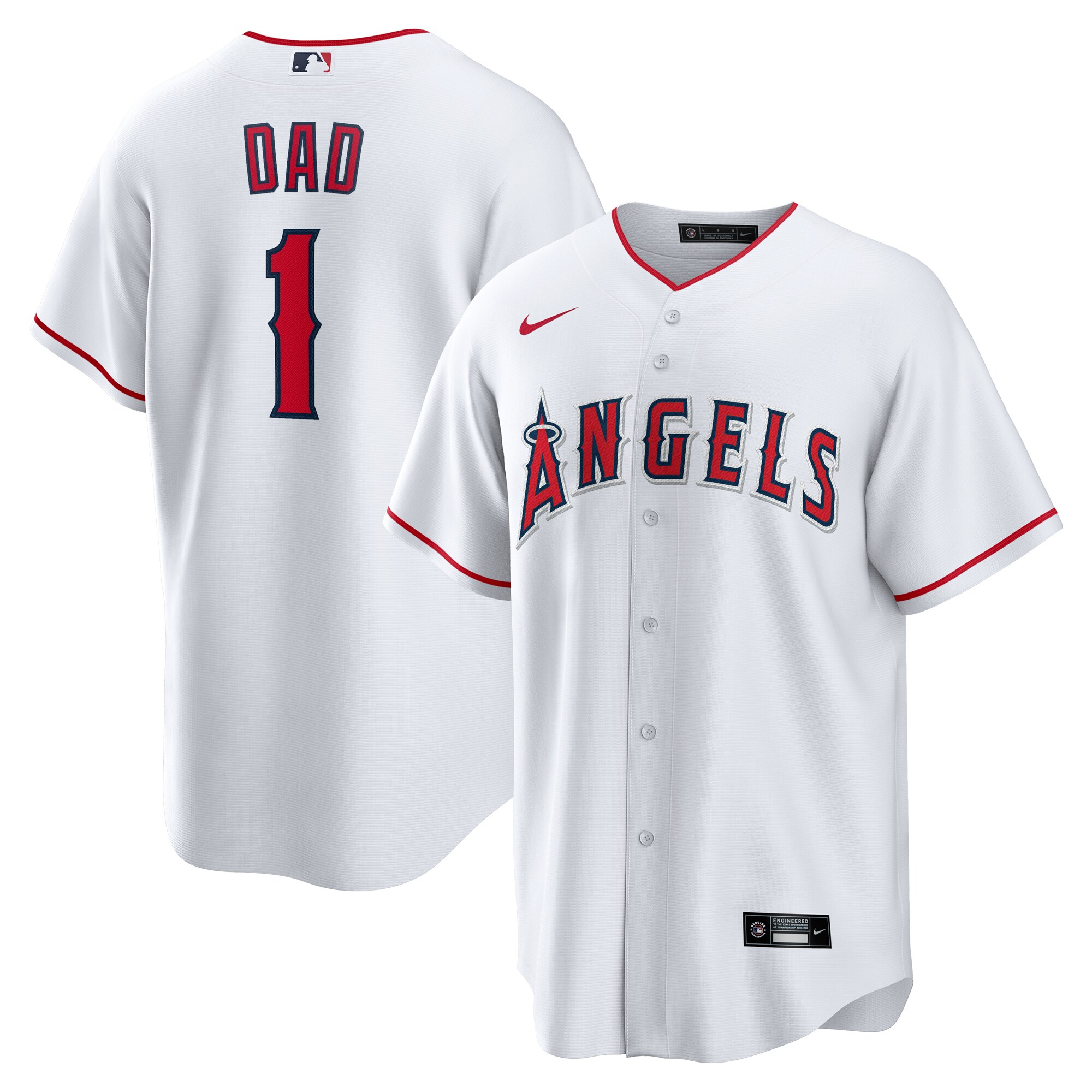 Men's Los Angeles Angels White #1 Dad Home Baseball Jersey 