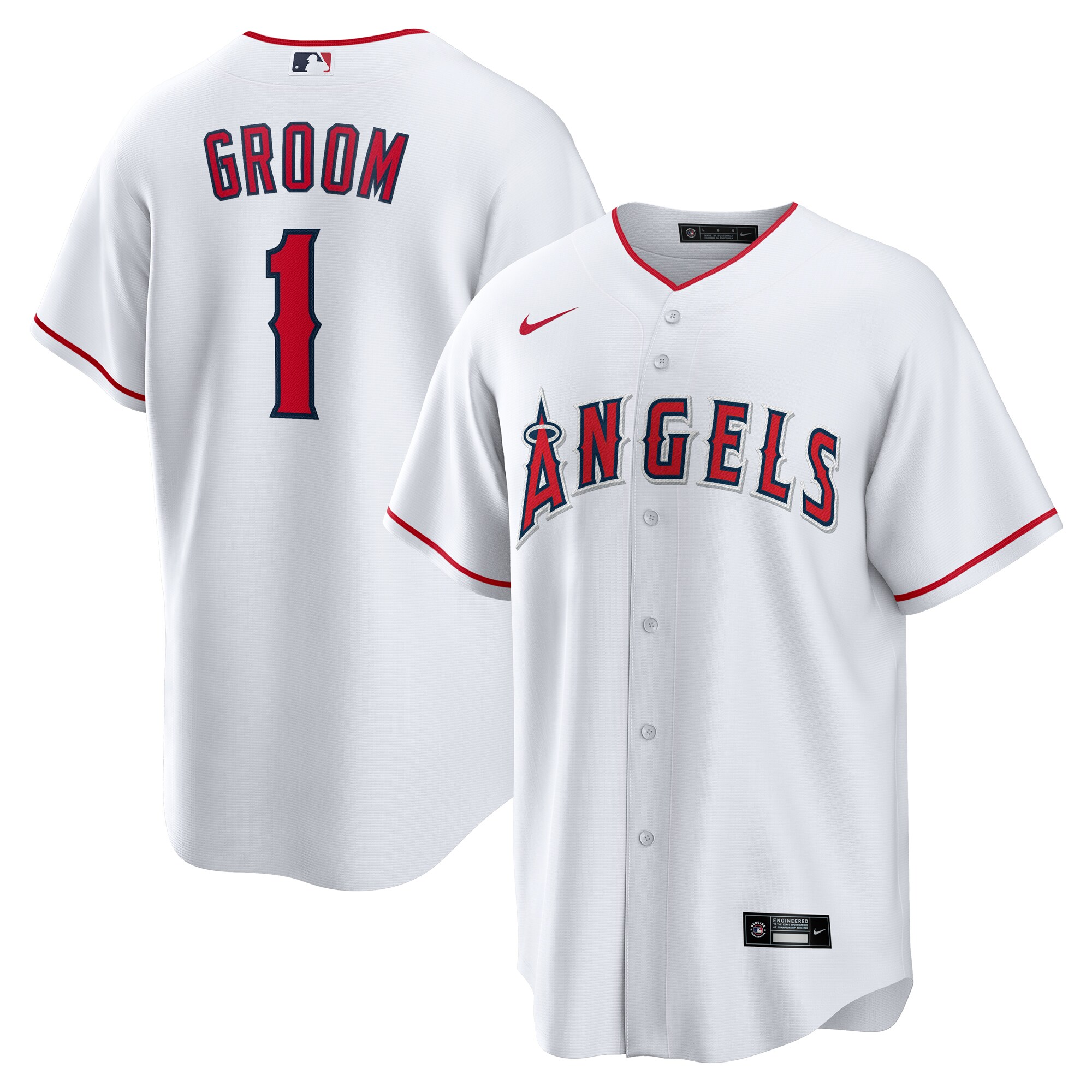Men's Los Angeles Angels White #1 Groom Home Baseball Jersey 