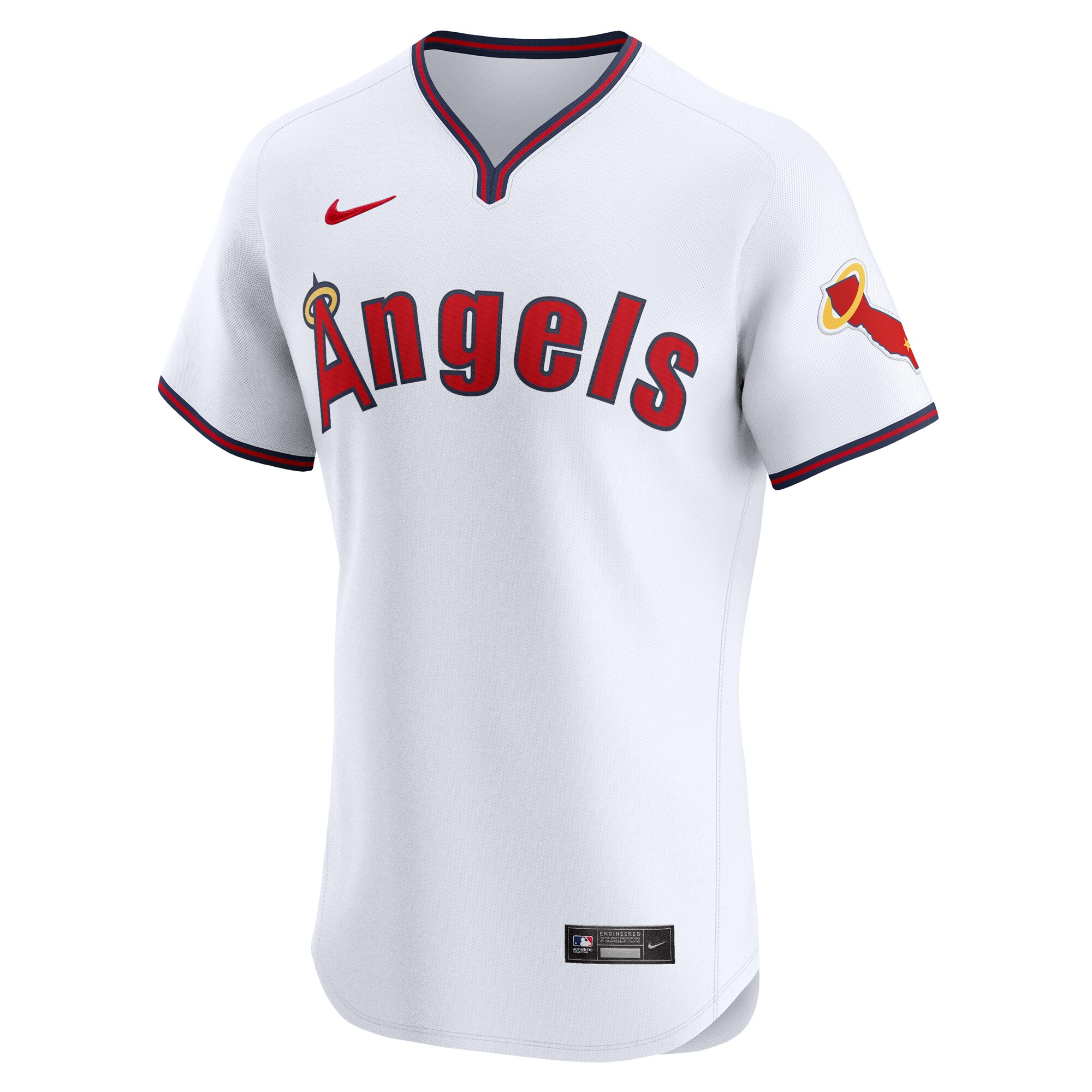 Alternative view of Men's Los Angeles Angels White Alternate Vapor Premier Elite Patch Baseball Jersey 