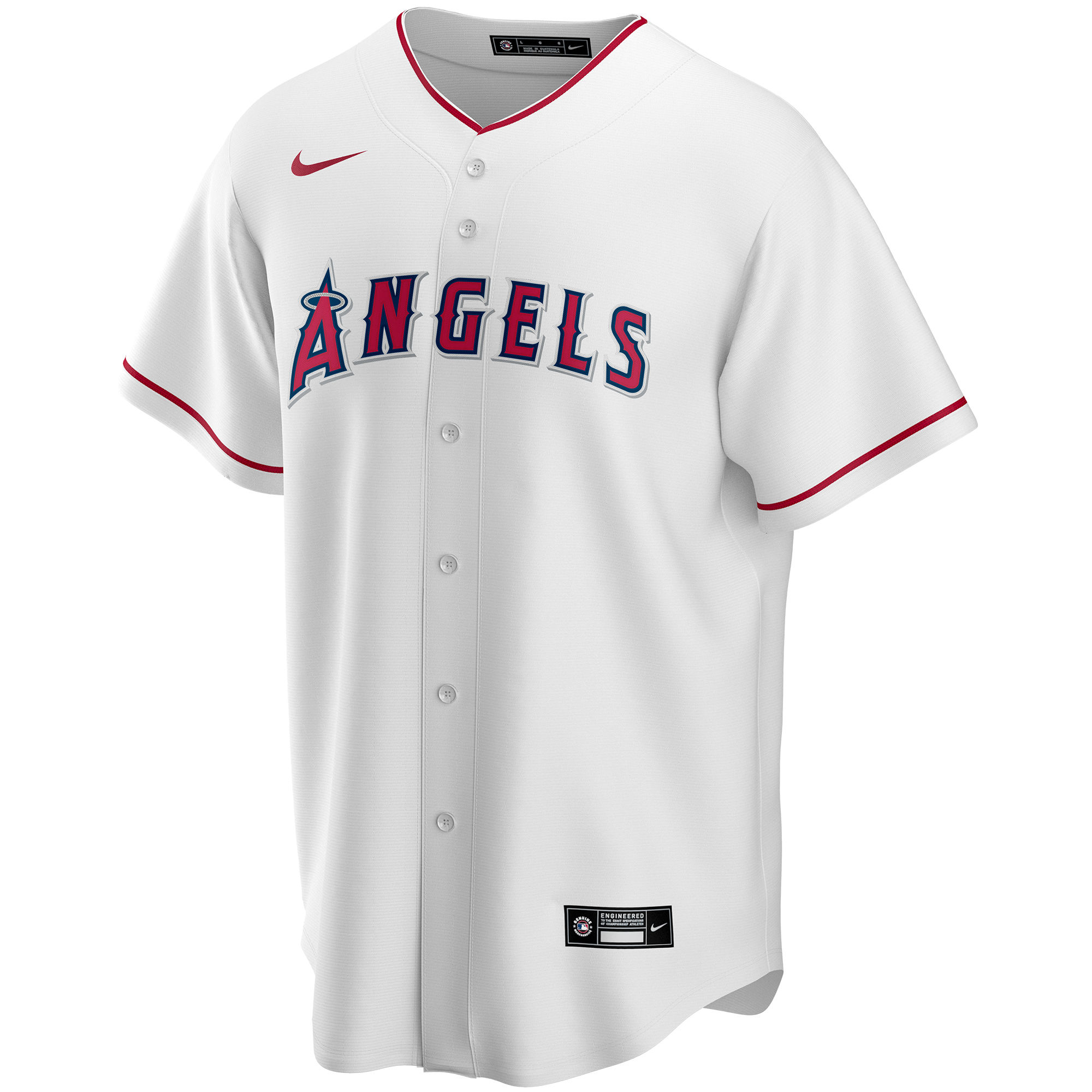Alternative view of Men's Los Angeles Angels White Home Custom Baseball Jersey 