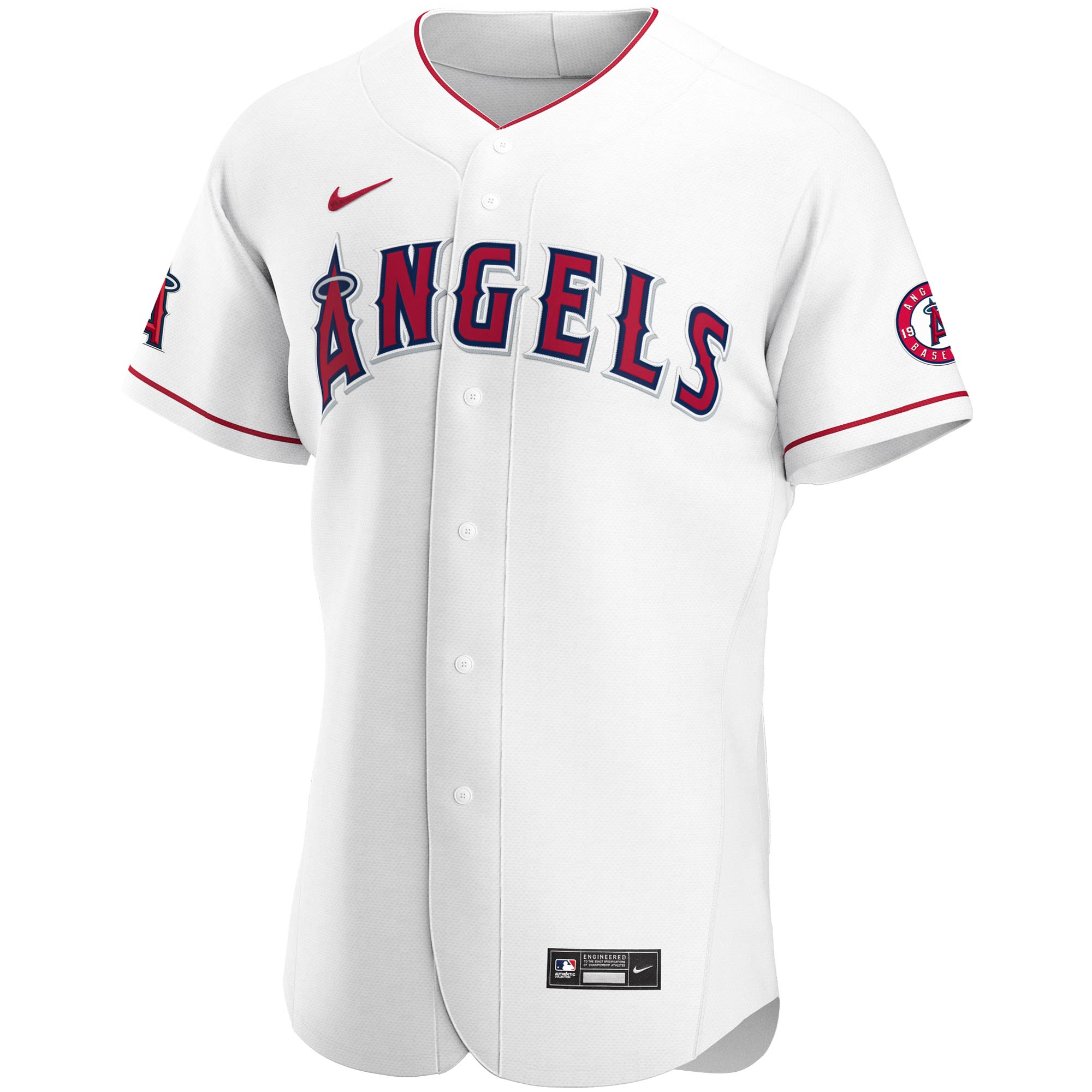 Alternative view of Men's Los Angeles Angels White Home Team Baseball Jersey 