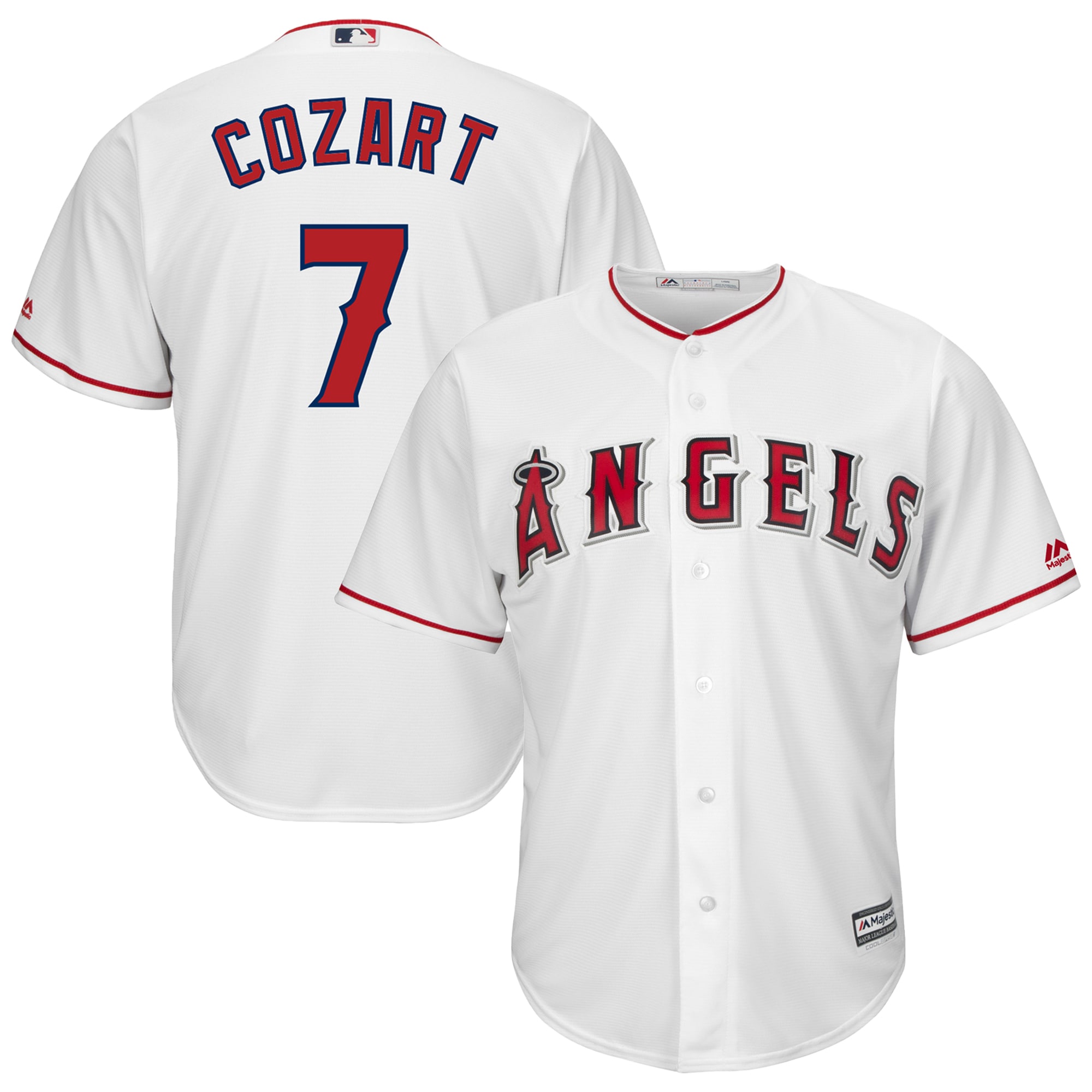 Men's Los Angeles Angels Zack Cozart Majestic White Home Cool Base Player Baseball Jersey 