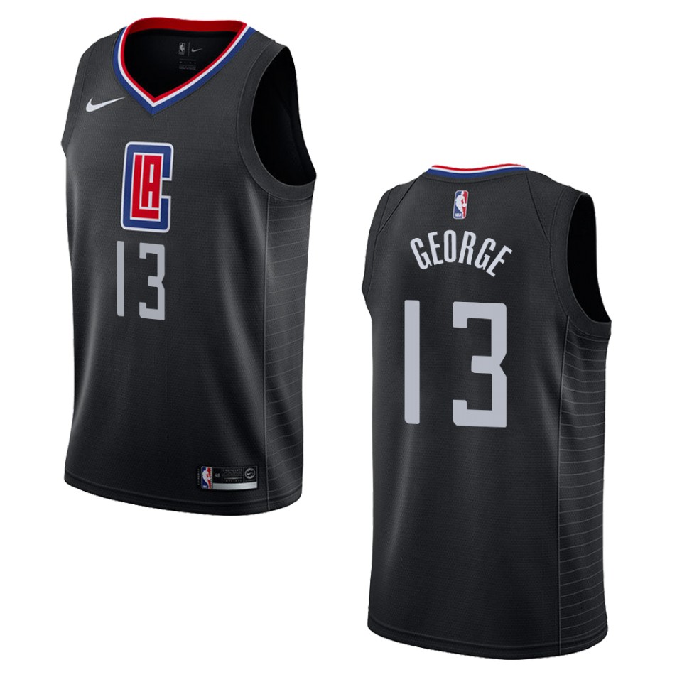 Men's Los Angeles Clippers #13 Paul George Statement Swingman Basketball Jersey - Black