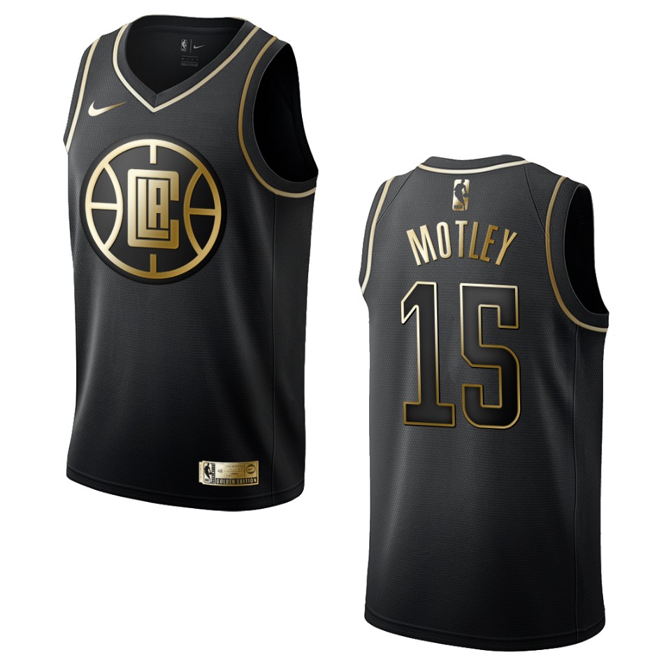 Men’s Los Angeles Clippers #15 Johnathan Motley Golden Edition Basketball Jersey – Black