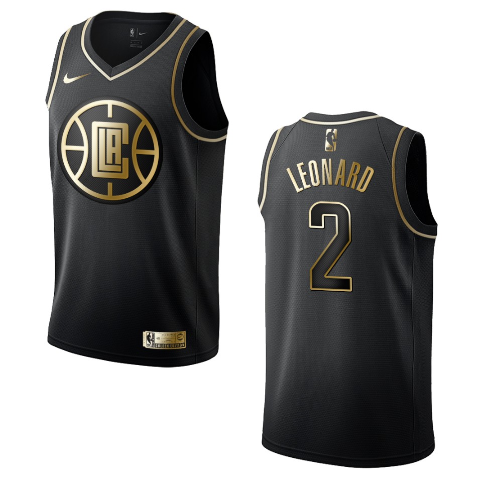Men’s Los Angeles Clippers #2 Kawhi Leonard Golden Edition Basketball Jersey – Black