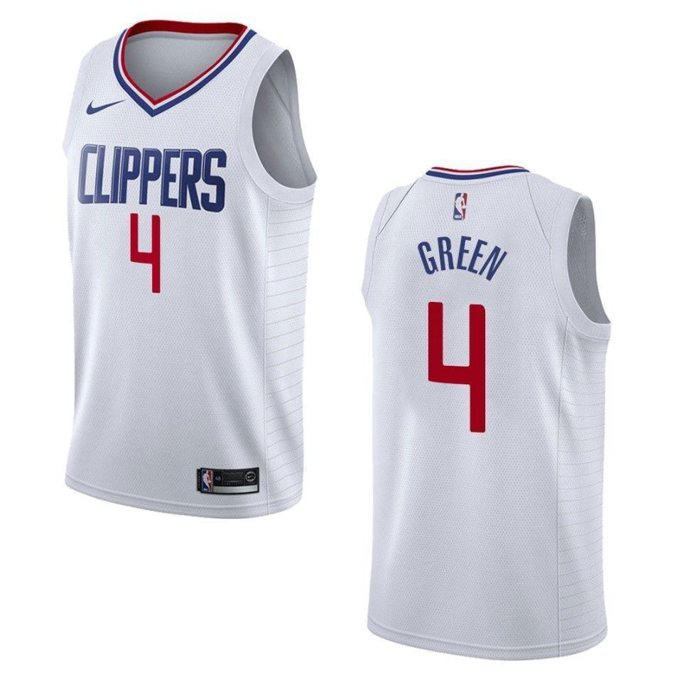 Men's Los Angeles Clippers 4 Jamychal Green Association Swingman Basketball Jersey - White - JS456 
