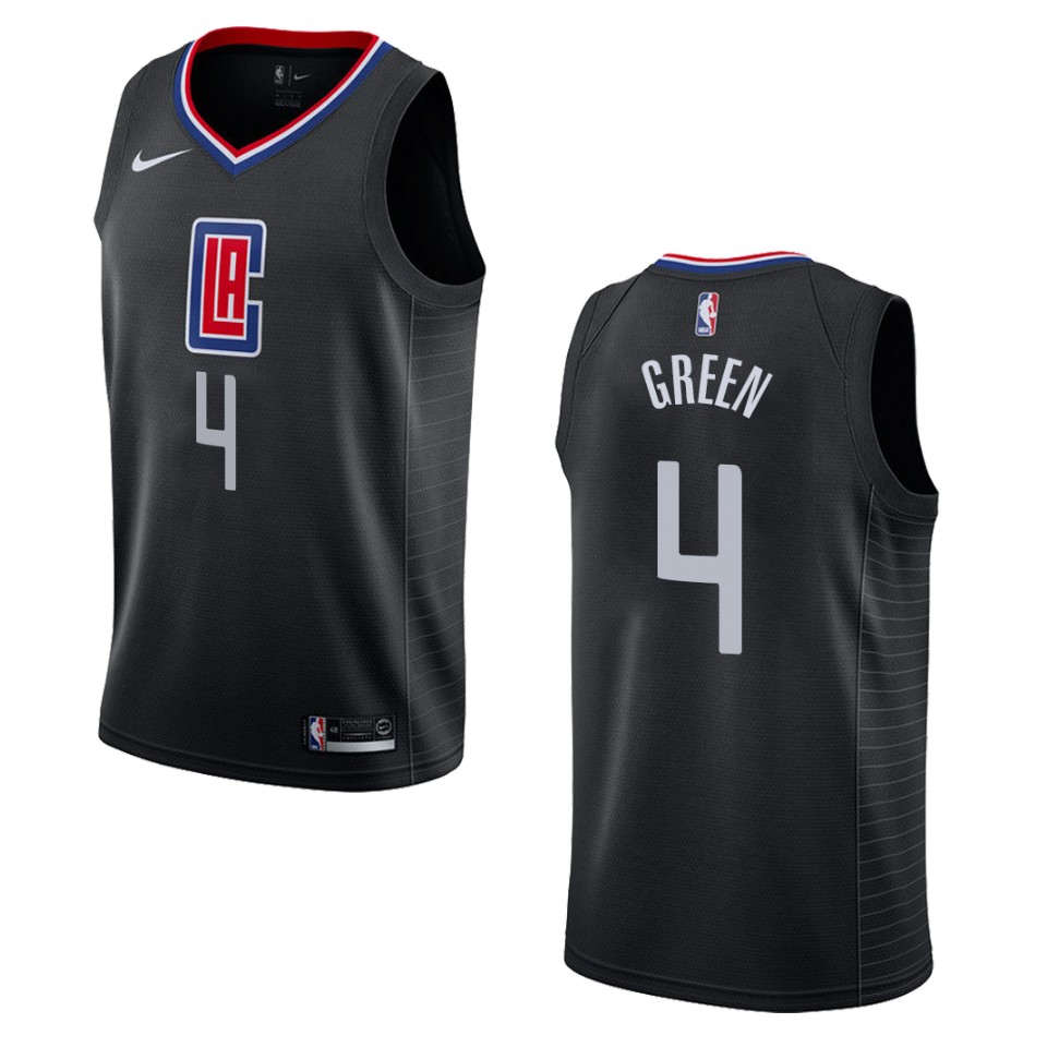 Men's Los Angeles Clippers #4 Jamychal Green Statement Swingman Basketball Jersey - Black