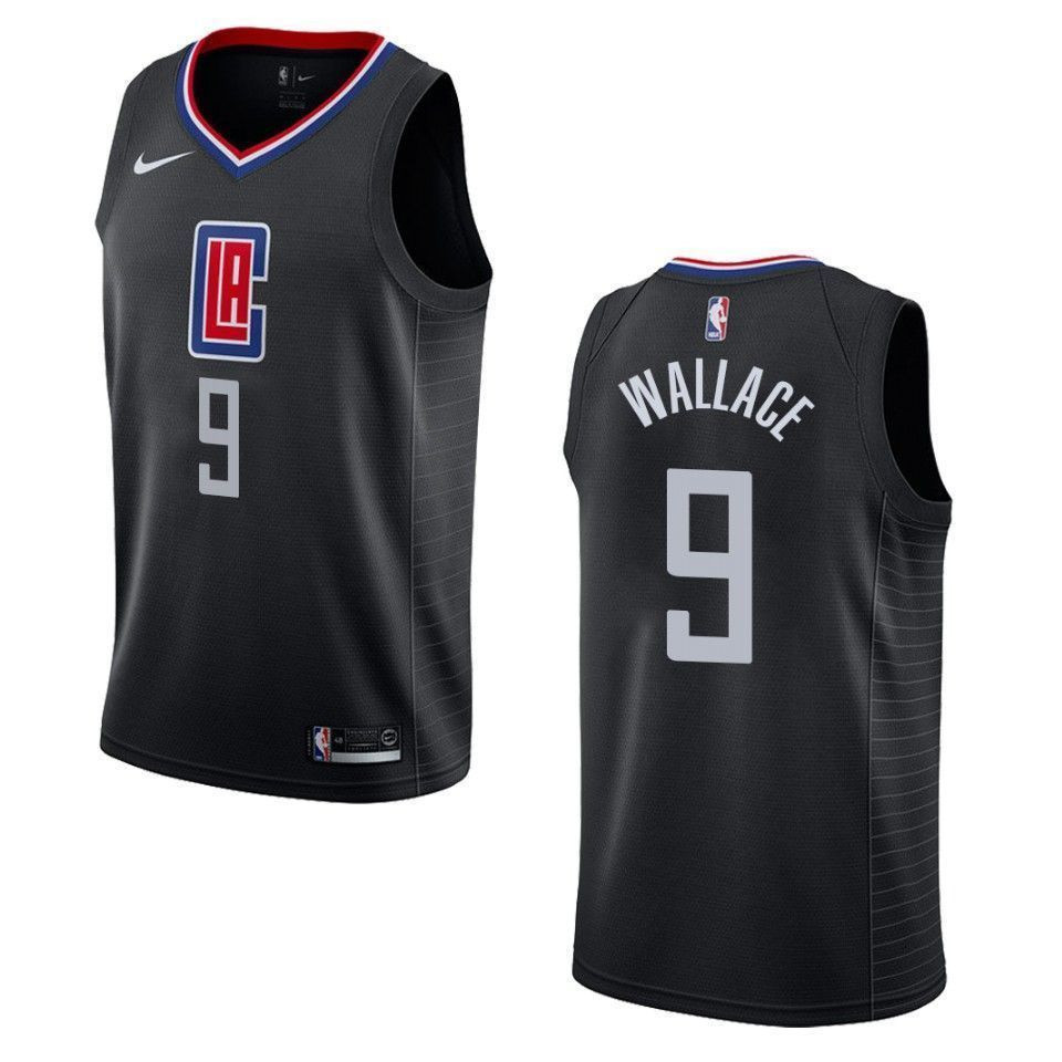 Men's Los Angeles Clippers 9 Tyrone Wallace Statement Swingman Basketball Jersey - Black - JS460 