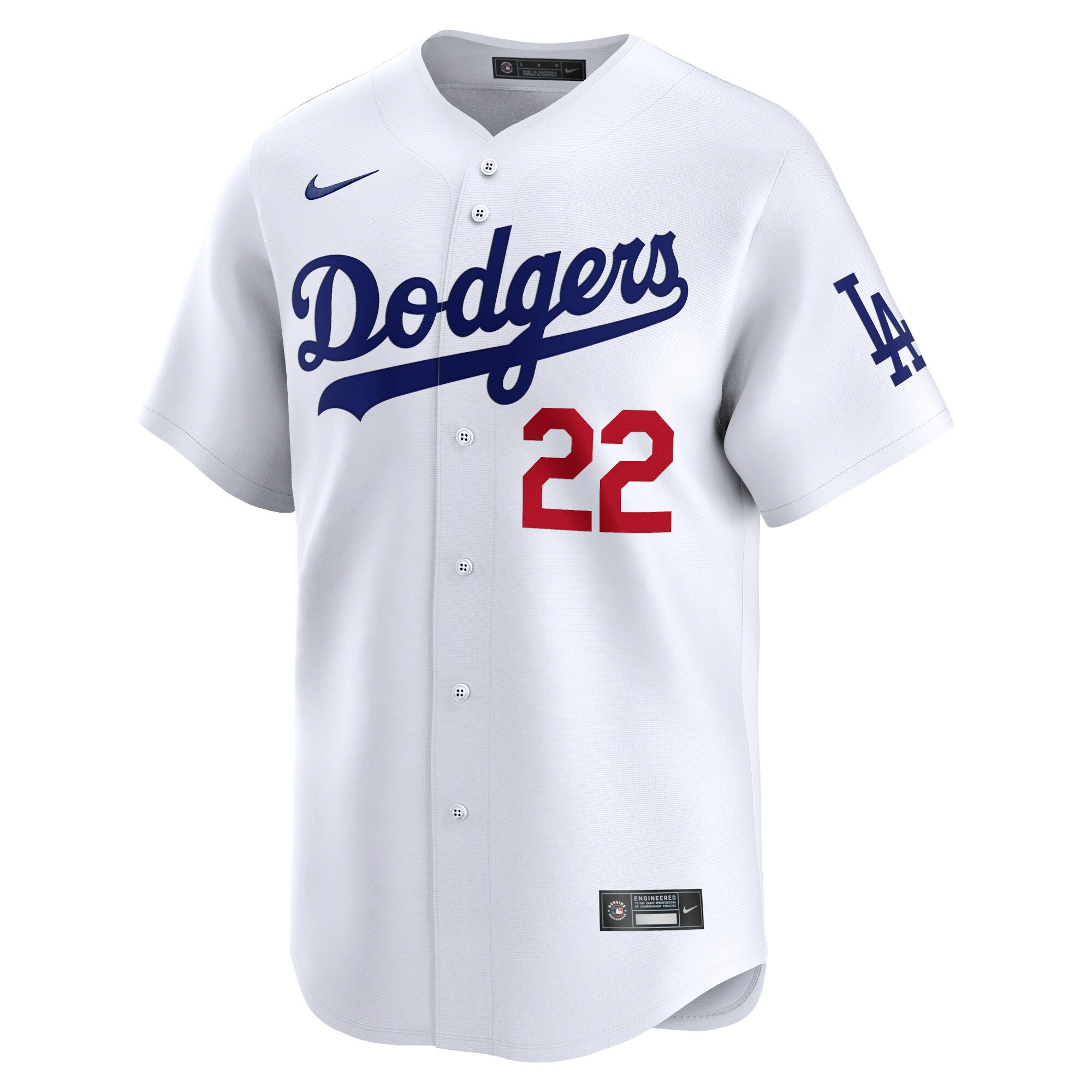 Alternative view of Men's Los Angeles Dodgers Clayton Kershaw White Home Limited Player Baseball Jersey 