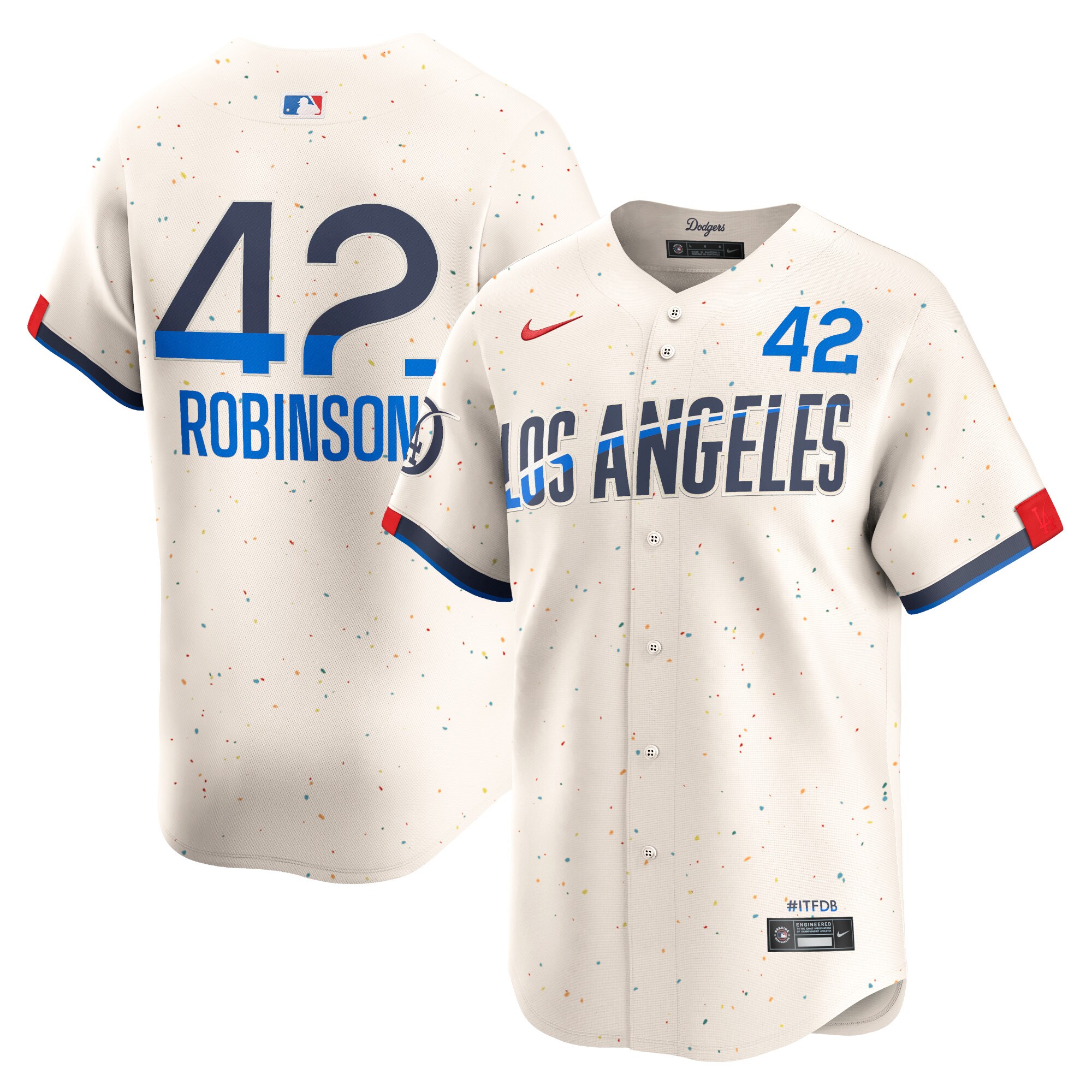 Men's Los Angeles Dodgers Jackie Robinson Cream 2024 City Connect Limited Player Baseball Jersey 