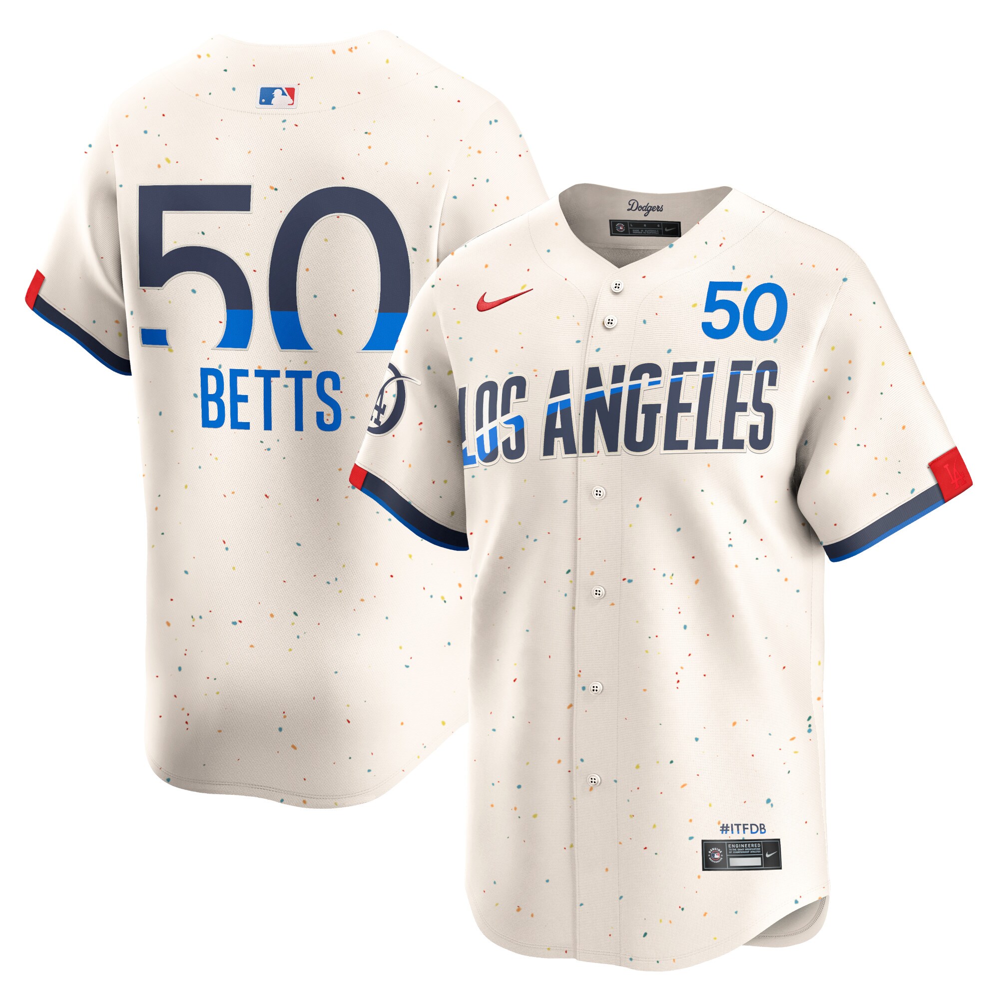 Men's Los Angeles Dodgers Mookie Betts Cream 2024 City Connect Limited Player Baseball Jersey 