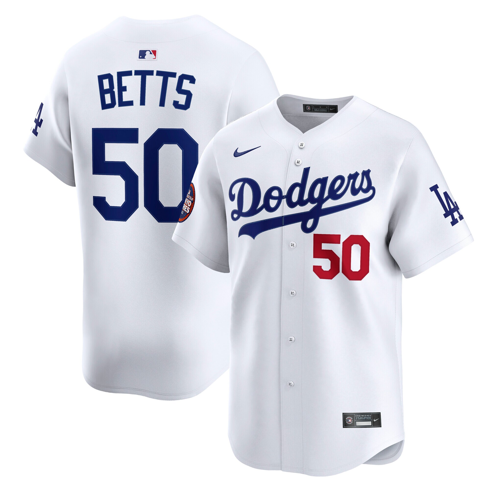 Men's Los Angeles Dodgers Mookie Betts White 2025 MLB World Tour: Tokyo Series Home Limited Player Baseball Jersey 