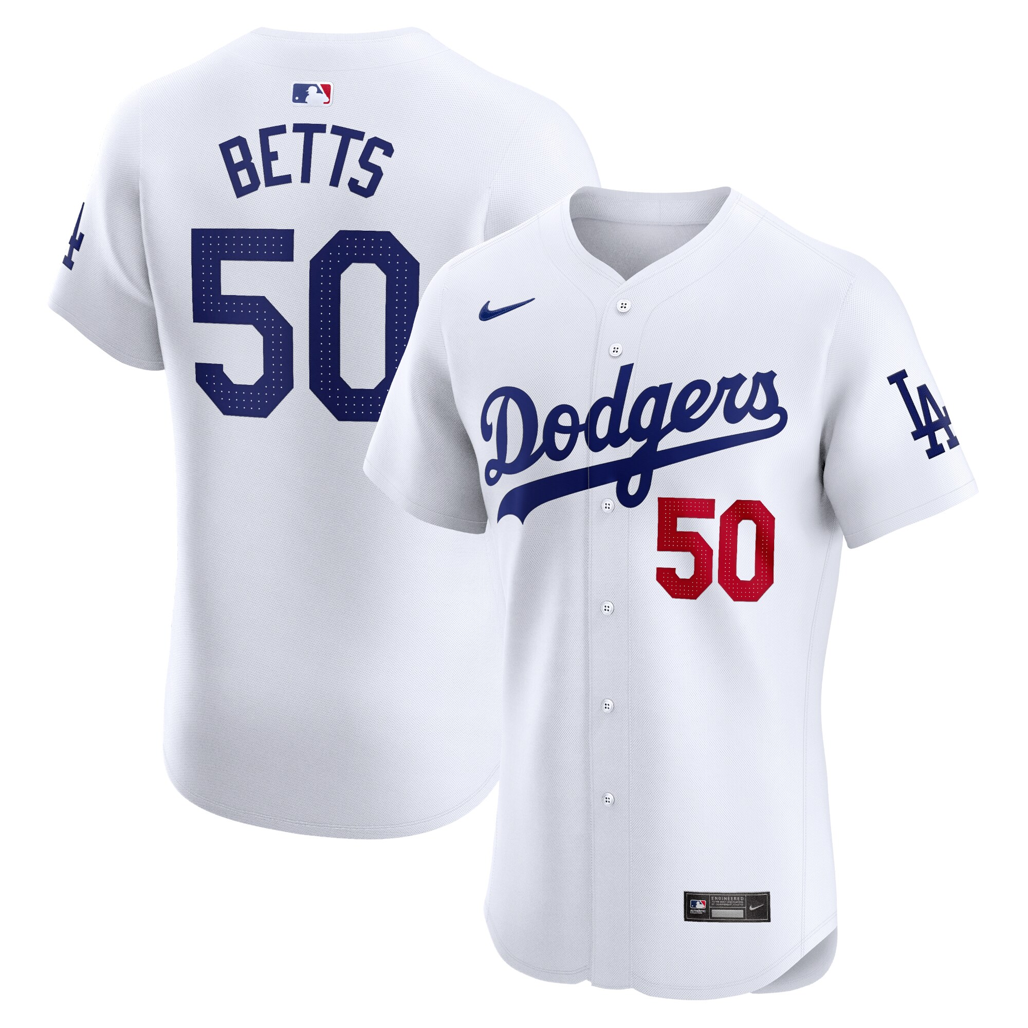 Men's Los Angeles Dodgers Mookie Betts White Home Elite Baseball Jersey 