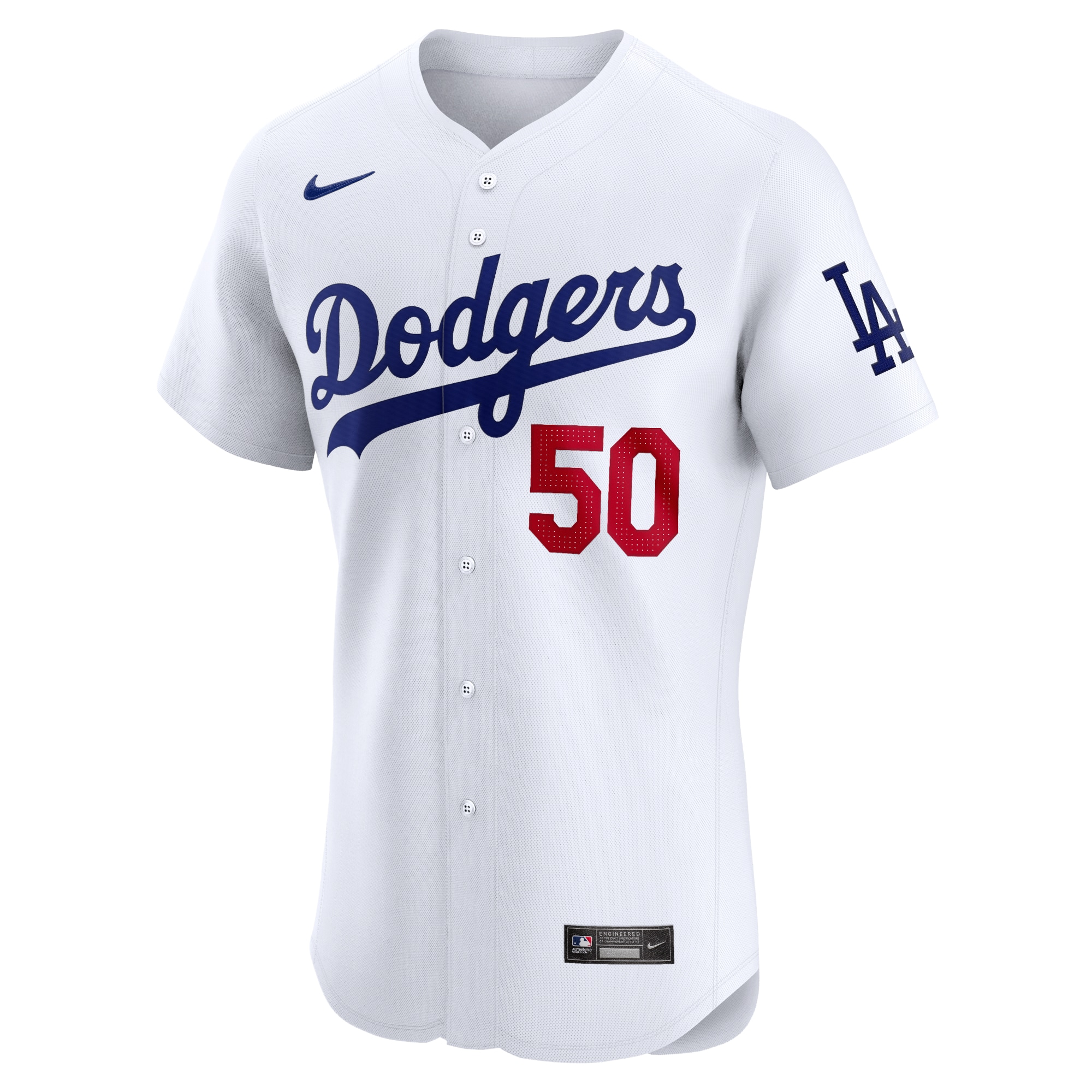 Alternative view of Men's Los Angeles Dodgers Mookie Betts White Home Elite Baseball Jersey 