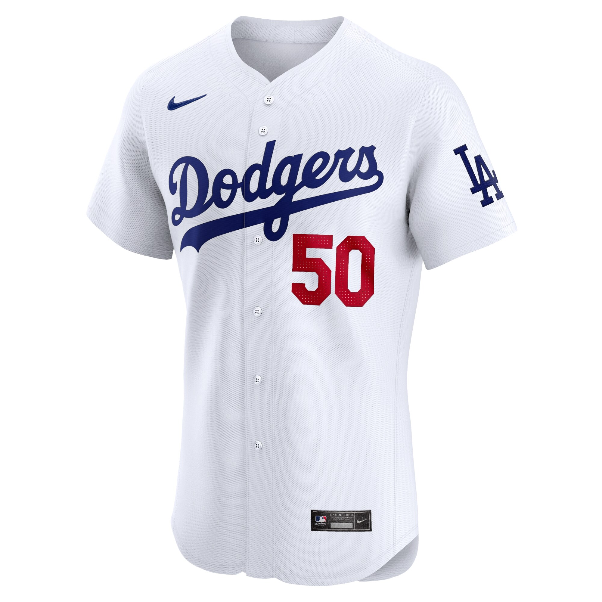 Alternative view of Men's Los Angeles Dodgers Mookie Betts White Home Elite Baseball Jersey 