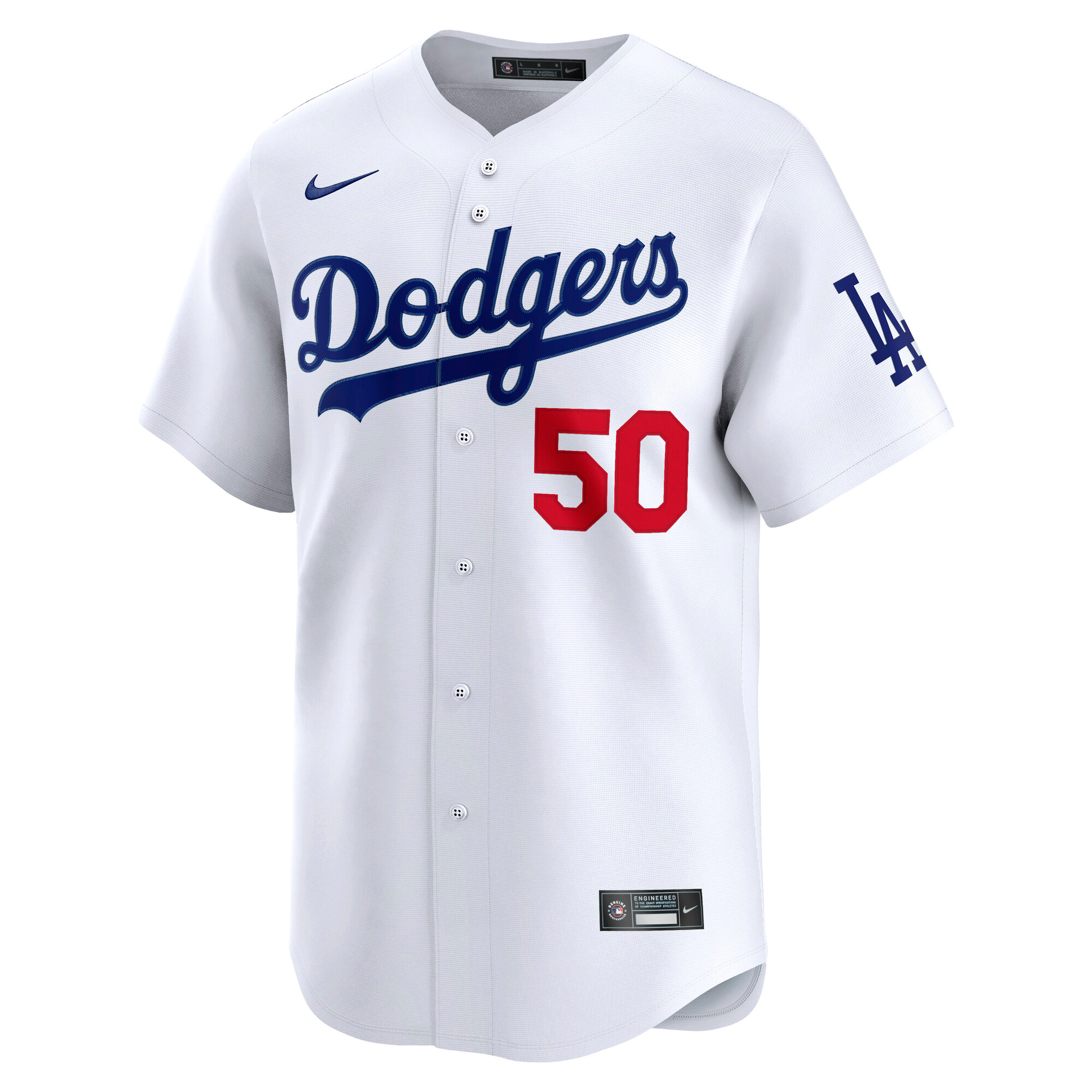 Alternative view of Men's Los Angeles Dodgers Mookie Betts White Home Limited Player Baseball Jersey 