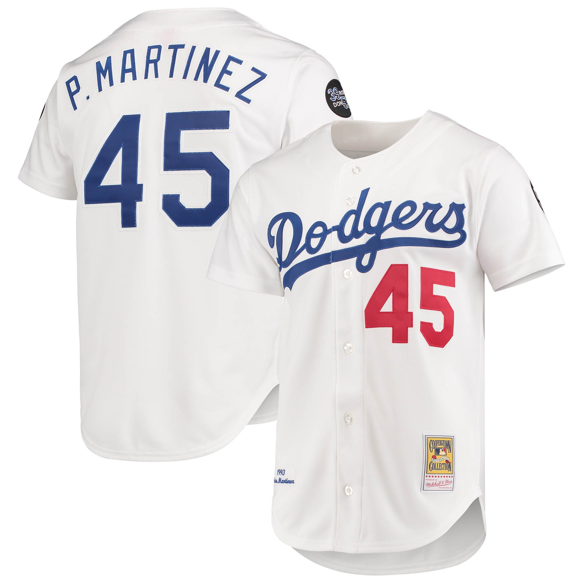 Men's Los Angeles Dodgers Pedro Martinez Mitchell & Ness White 1993 Cooperstown Collection Home Jersey 