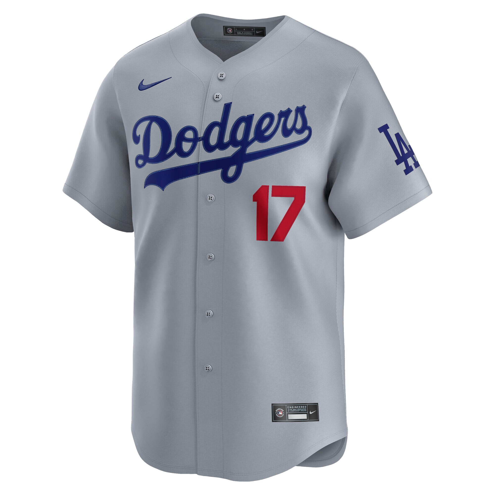 Alternative view of Men's Los Angeles Dodgers Shohei Ohtani Gray Road Alternate Limited Kanji Player Baseball Jersey 