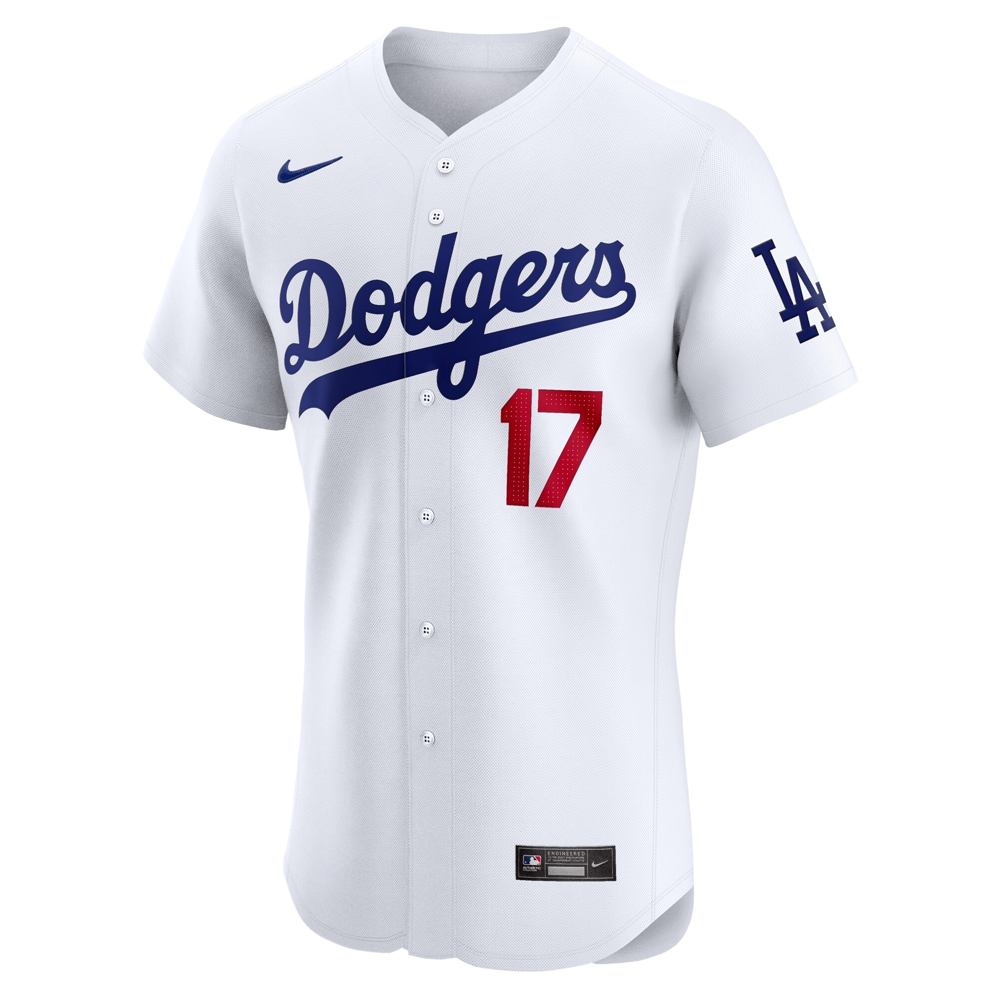 Alternative view of Men's Los Angeles Dodgers Shohei Ohtani White Home Vapor Premier Elite Player Baseball Jersey 