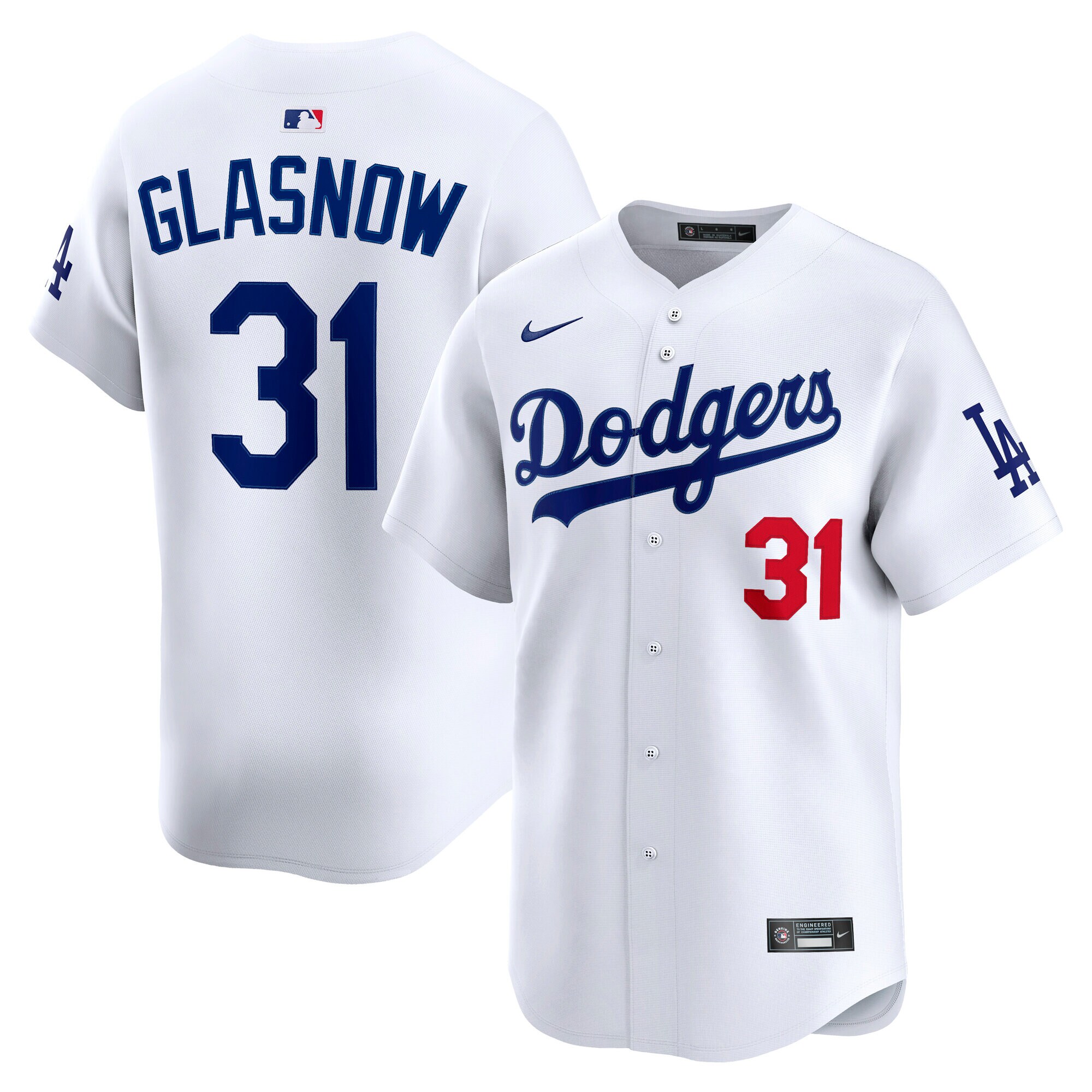 Men's Los Angeles Dodgers Tyler Glasnow White Home Limited Player Baseball Jersey 