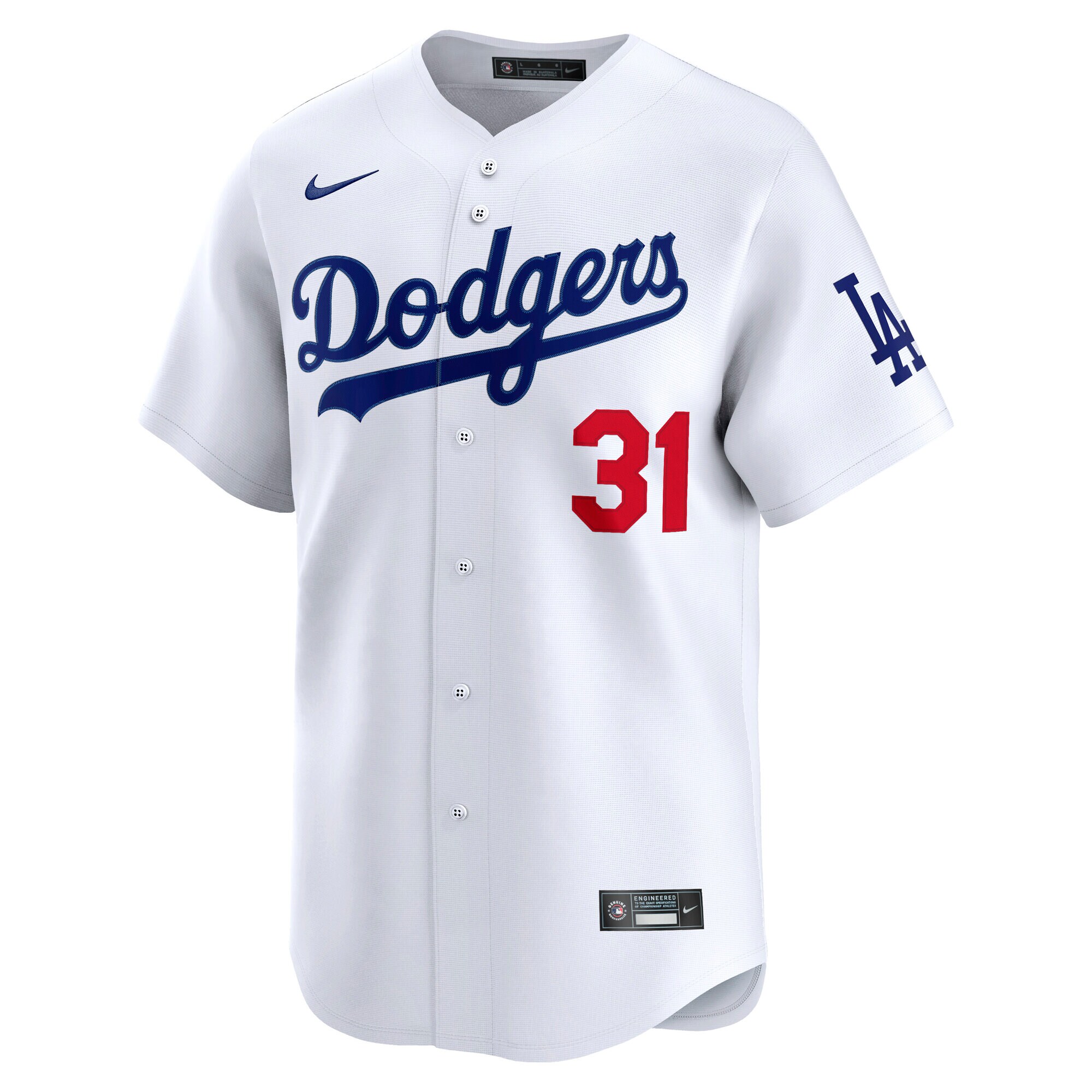 Alternative view of Men's Los Angeles Dodgers Tyler Glasnow White Home Limited Player Baseball Jersey 