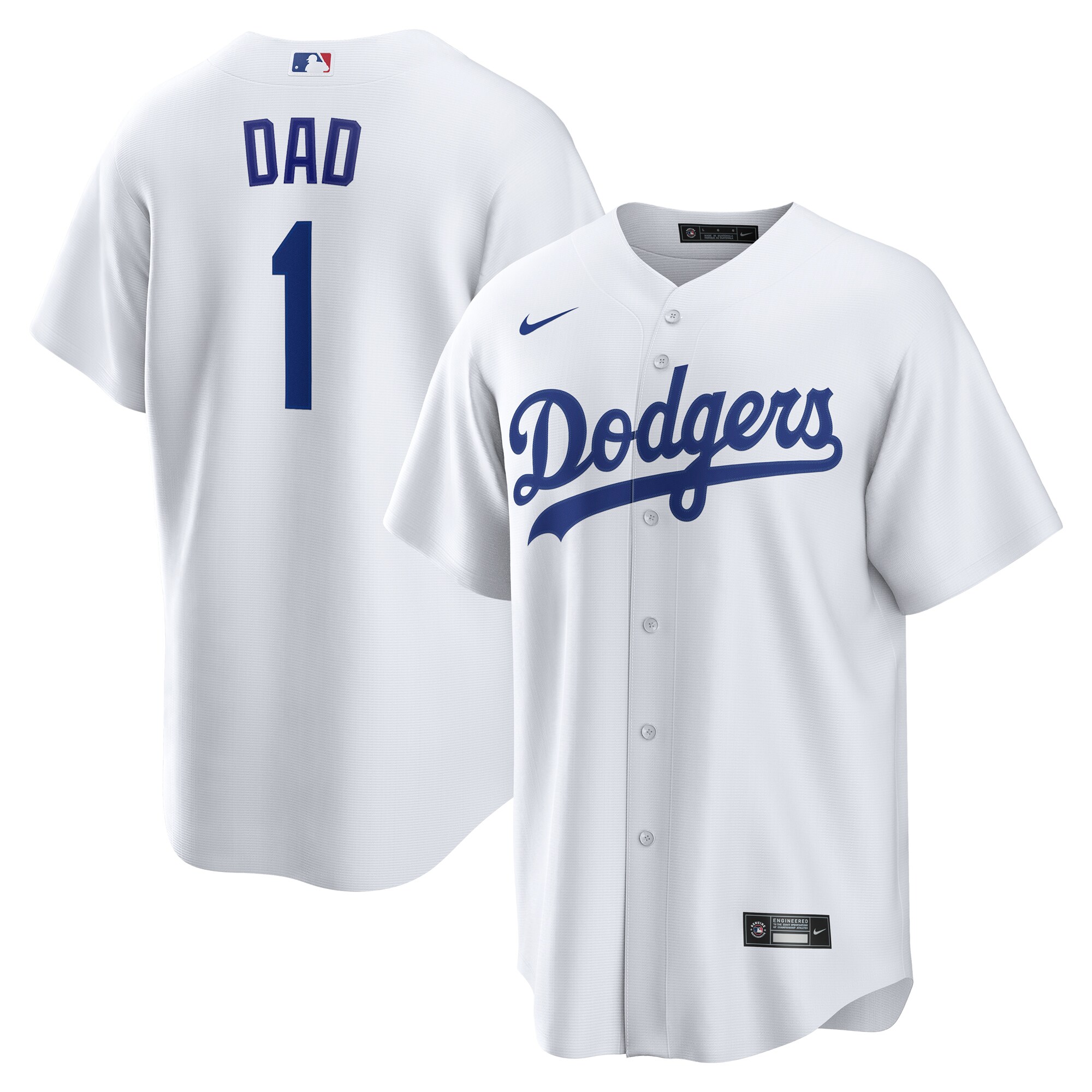 Men's Los Angeles Dodgers White #1 Dad Home Baseball Jersey 