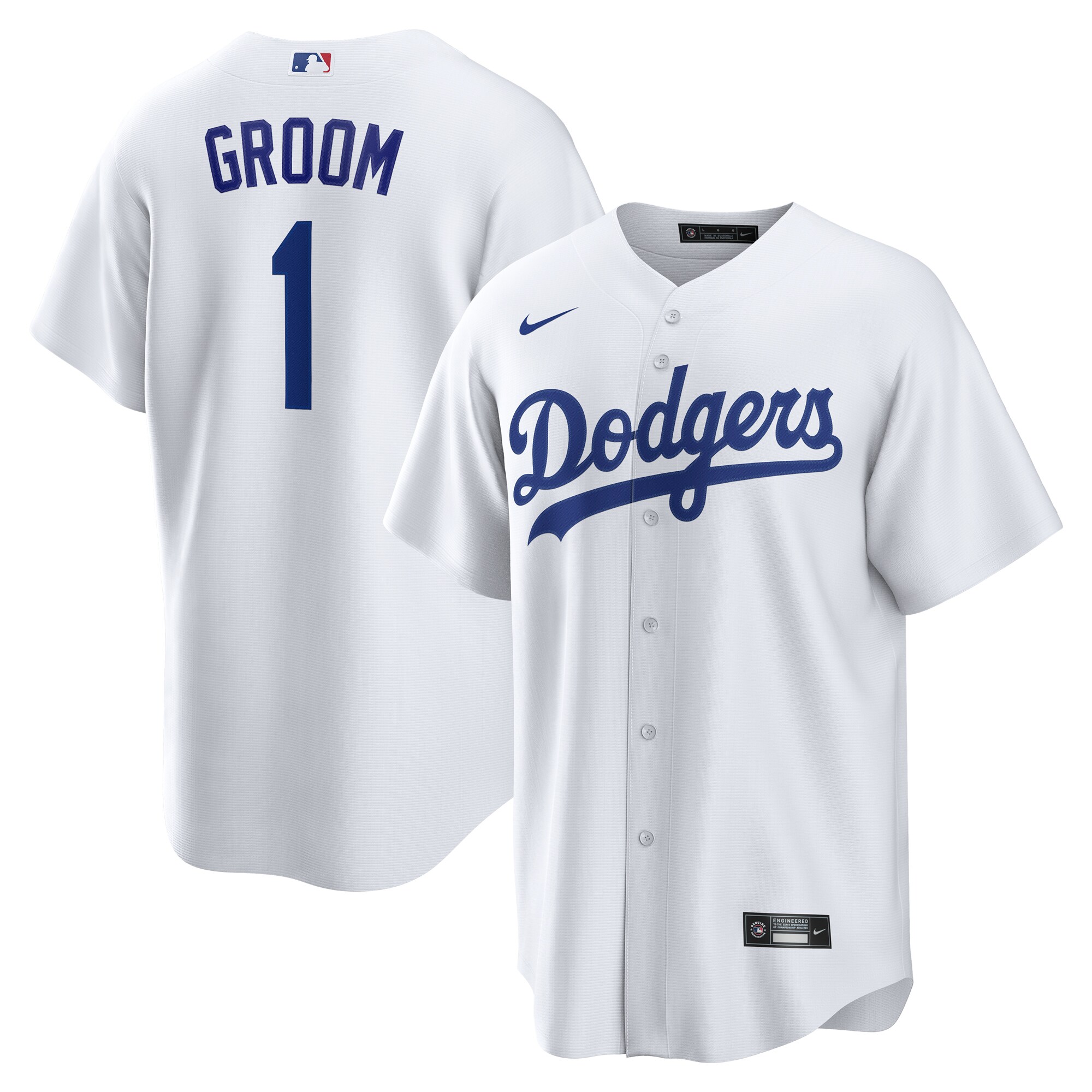 Men's Los Angeles Dodgers White #1 Groom Home Baseball Jersey 
