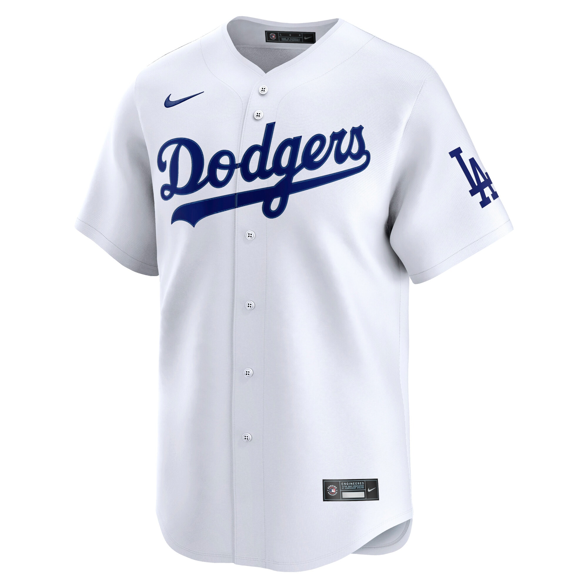 Alternative view of Men's Los Angeles Dodgers White Home Limited Baseball Jersey 