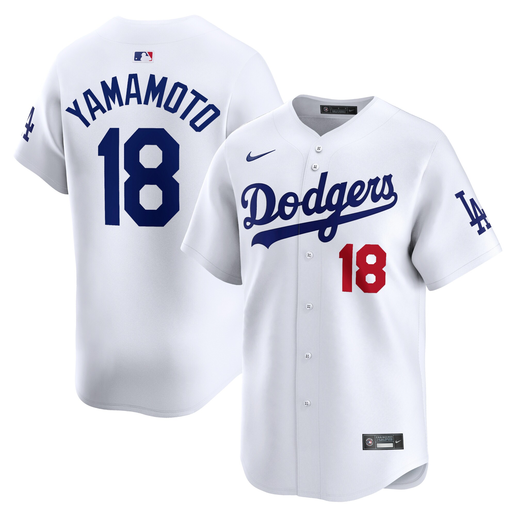 Men's Los Angeles Dodgers Yoshinobu Yamamoto White Home Limited Player Baseball Jersey 