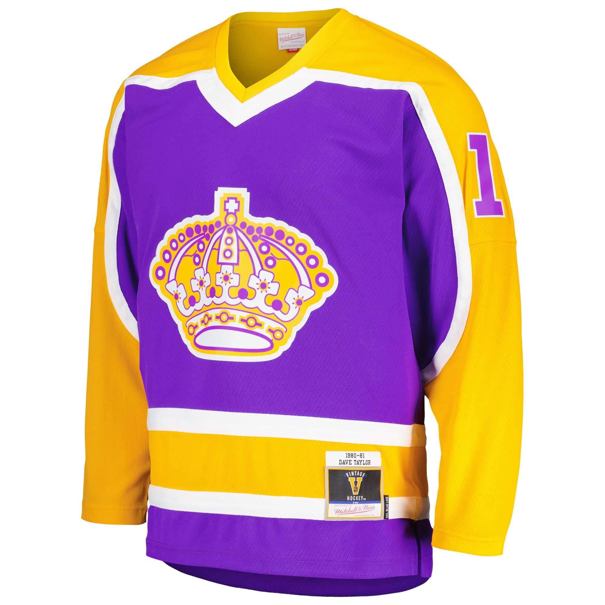 Alternative view of Men's Los Angeles Kings Dave Taylor Mitchell & Ness Purple 1980/81 Blue Line Player Hockey Jersey - JS641 