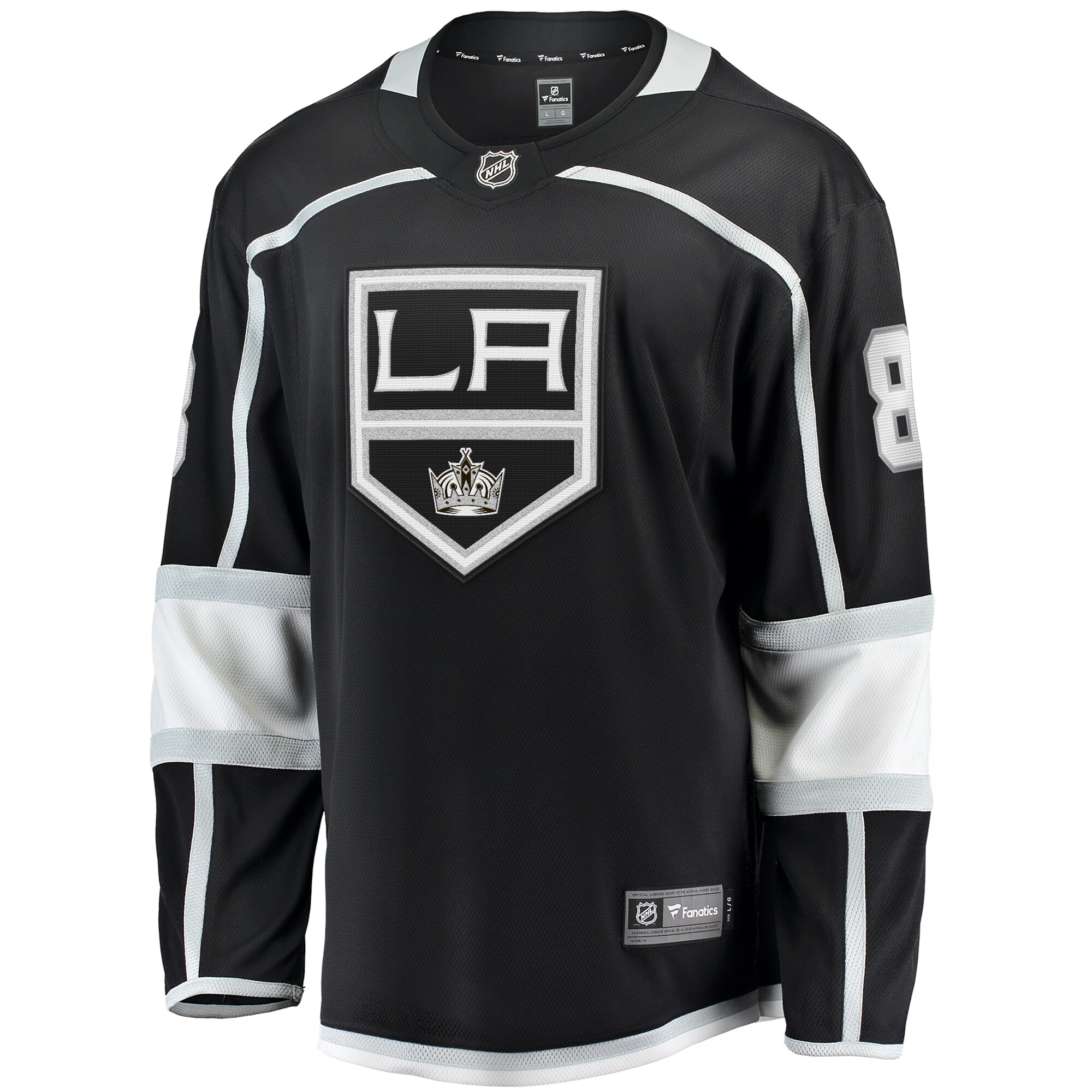 Alternative view of Men's Los Angeles Kings Drew Doughty Black Home Breakaway Hockey Jersey - JS647 