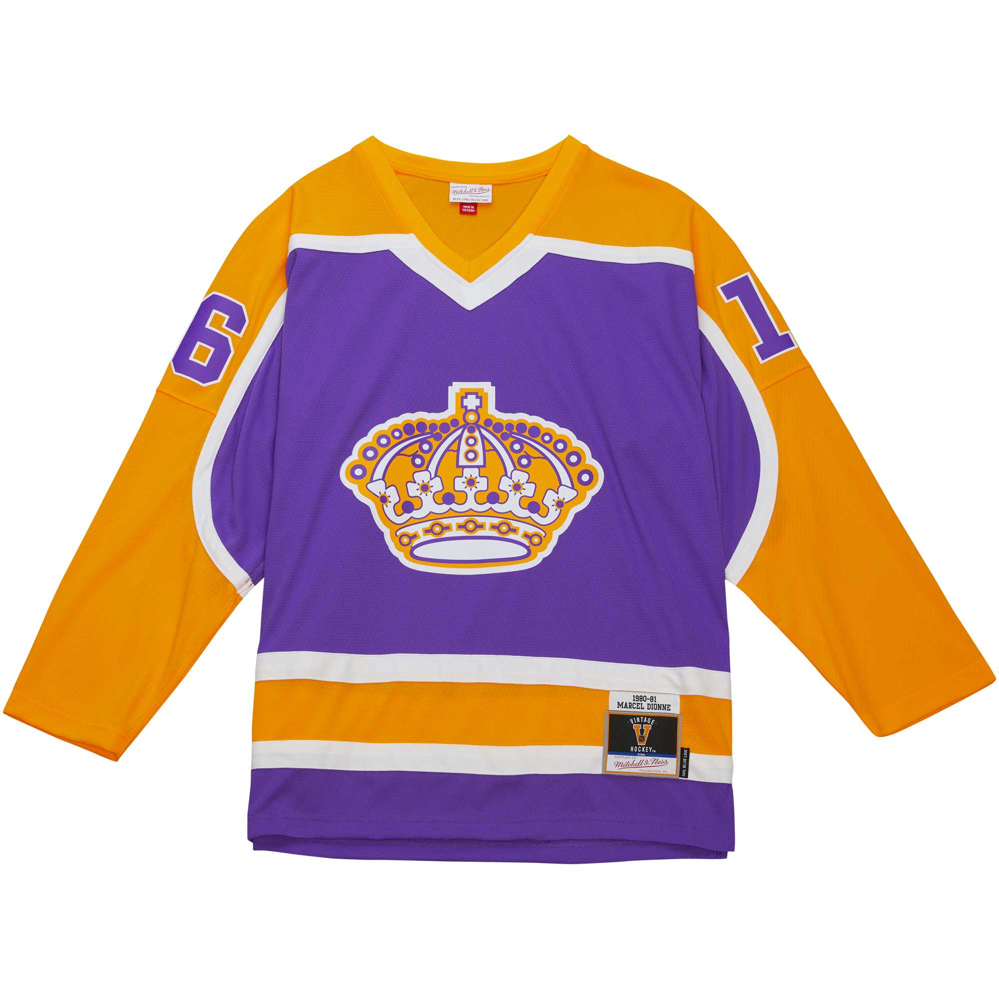 Alternative view of Men's Los Angeles Kings Marcel Dionne Mitchell & Ness Purple 1980/81 Blue Line Player Hockey Jersey - JS203 