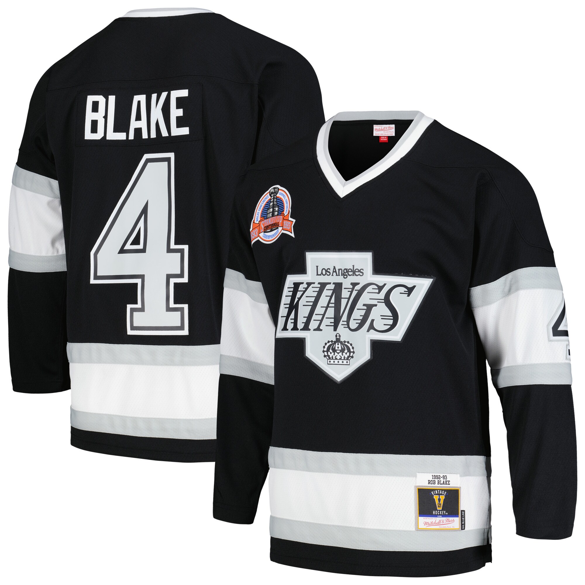 Men's Los Angeles Kings Rob Blake Mitchell & Ness Black 1992/93 Blue Line Player Hockey Jersey - JS756 