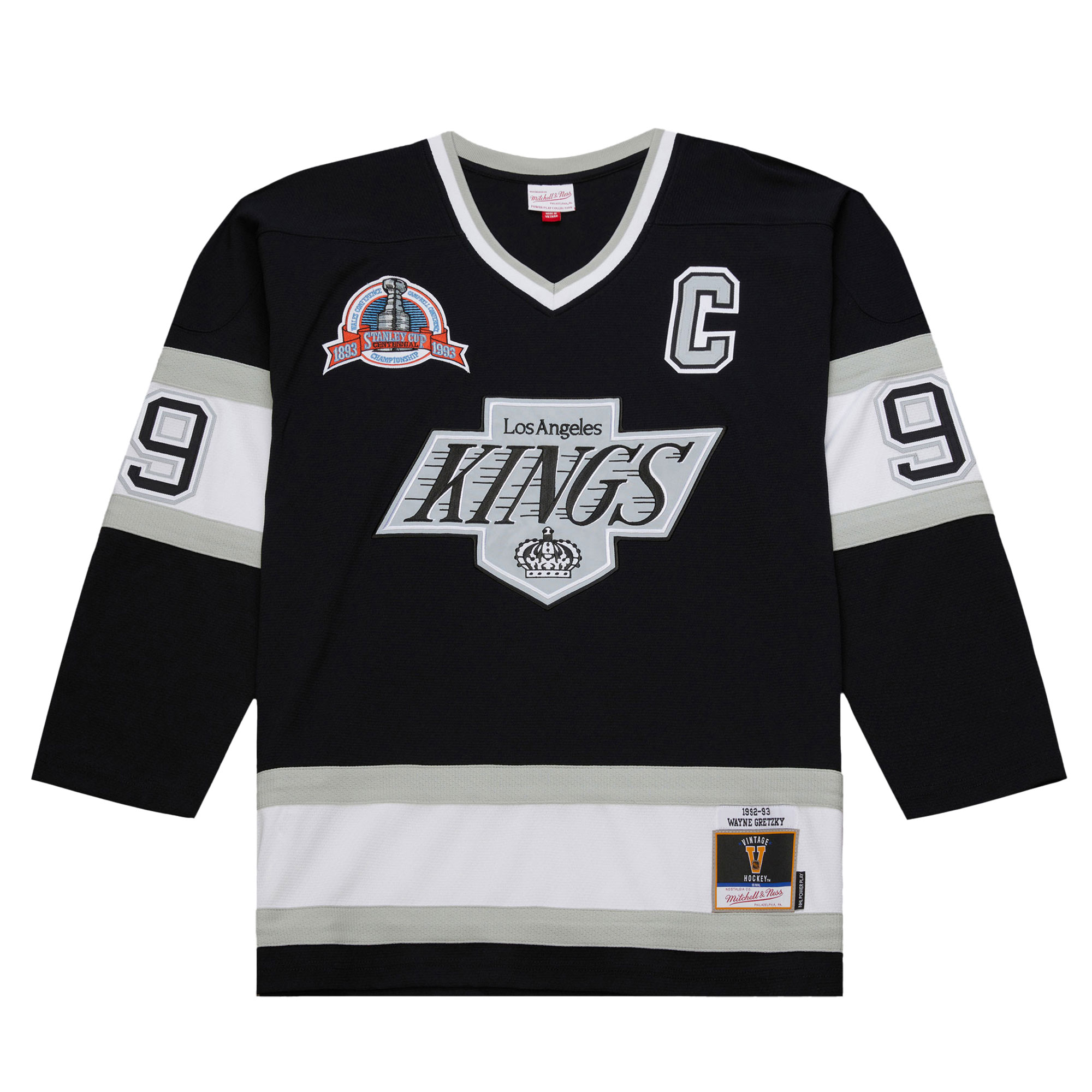 Alternative view of Men's Los Angeles Kings Wayne Gretzky Black 1992-93 Power Play Hockey Jersey - JS224 