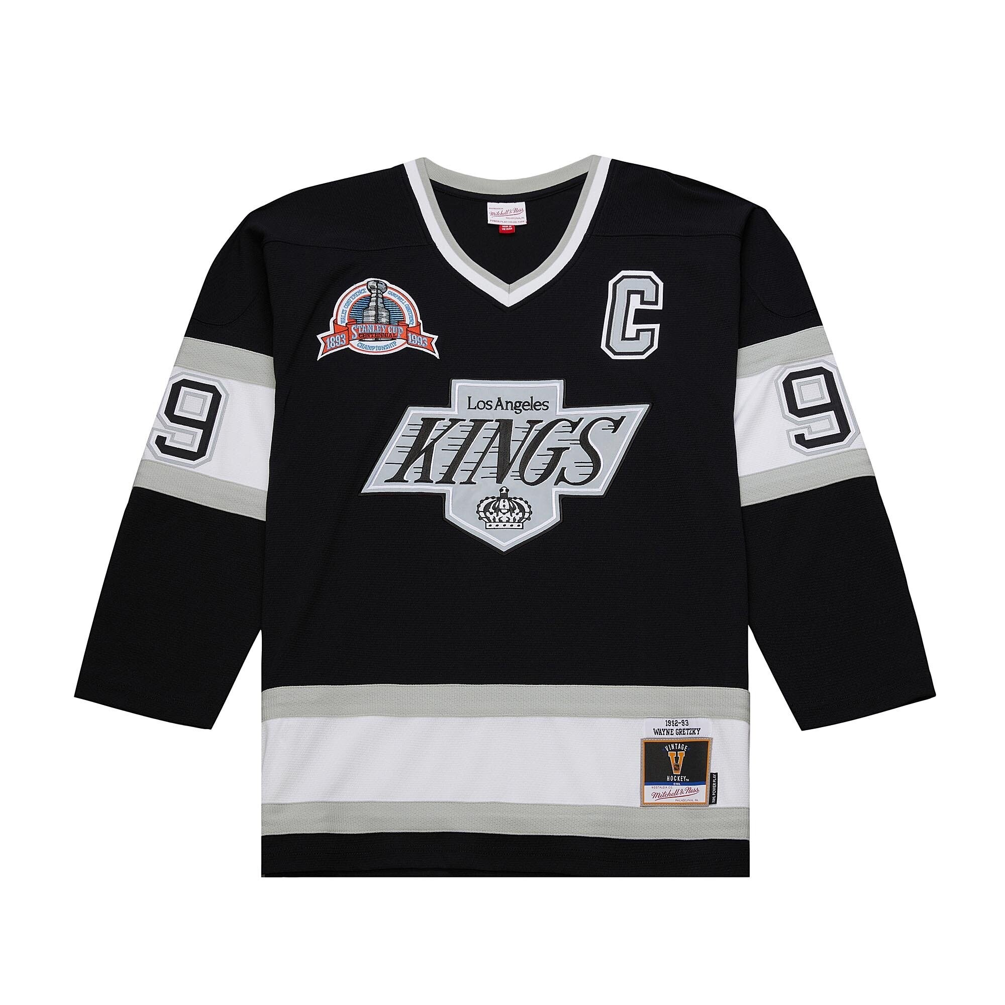 Alternative view of Men's Los Angeles Kings Wayne Gretzky Mitchell & Ness Black Big & Tall 1992/93 Blue Line 2.0 Hockey Jersey - JS765 