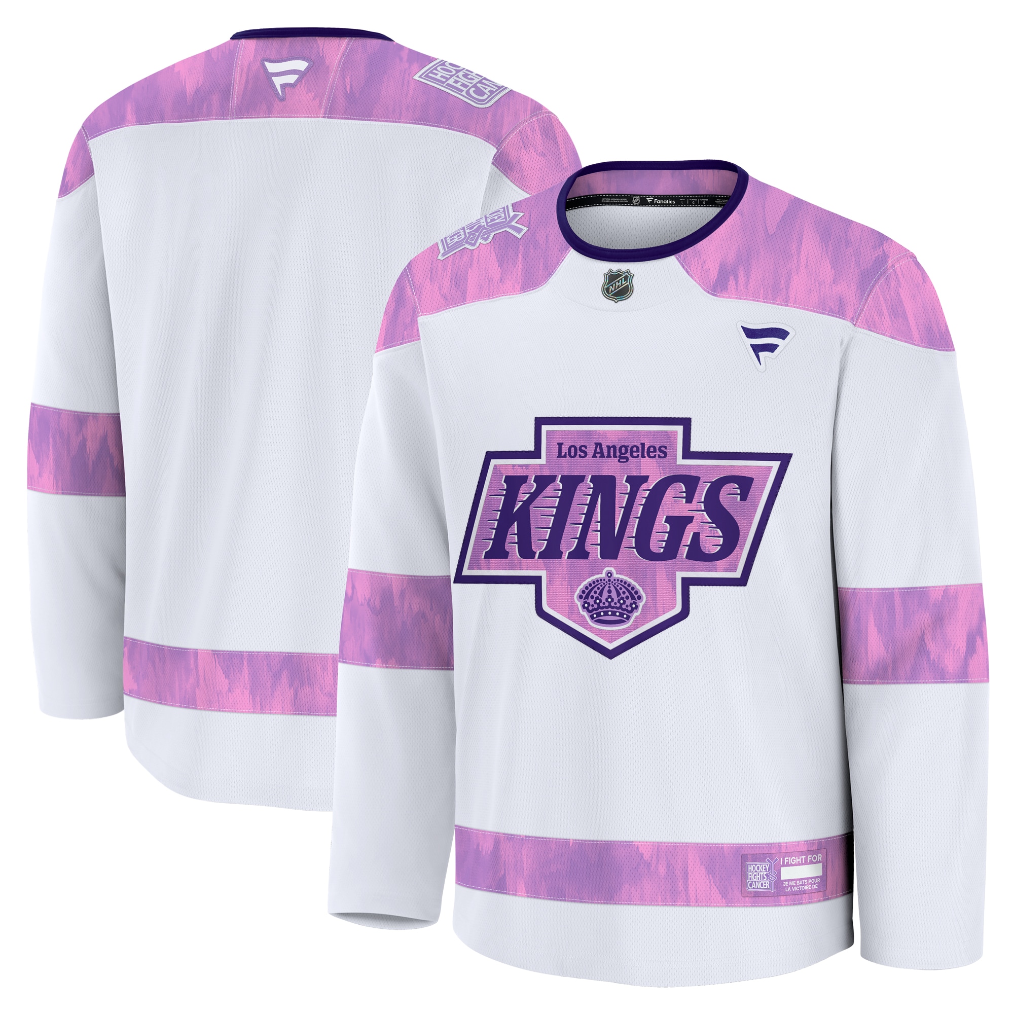 Men's Los Angeles Kings White 2024 Hockey Fights Cancer Practice Hockey Jersey - JS407 