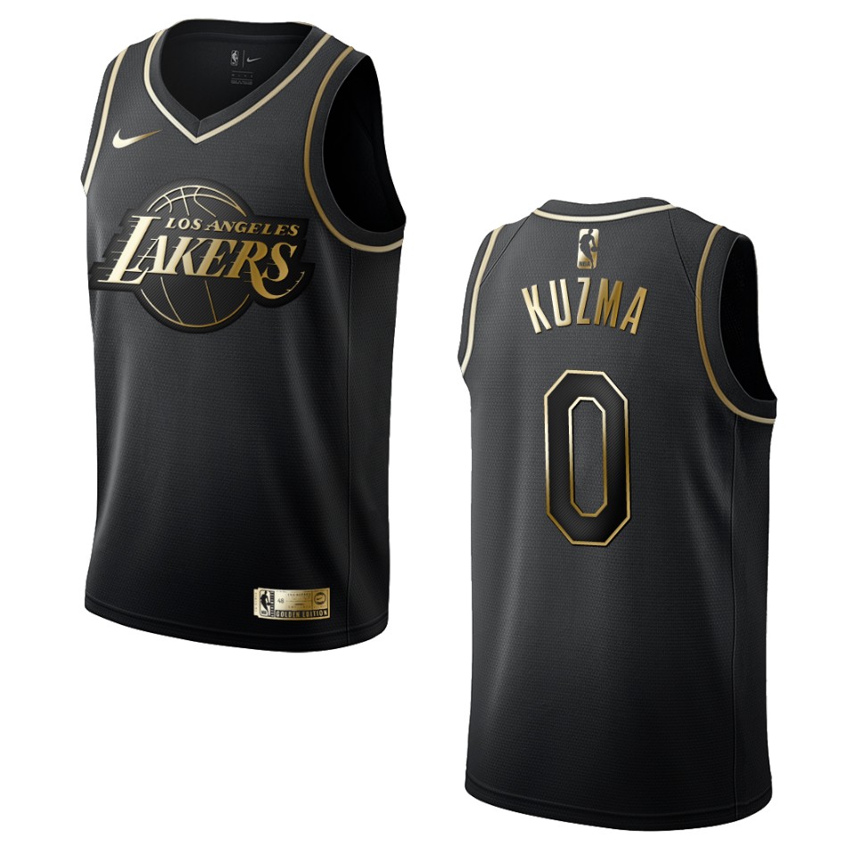 Men’s Los Angeles Lakers #0 Kyle Kuzma Golden Edition Basketball Jersey – Black