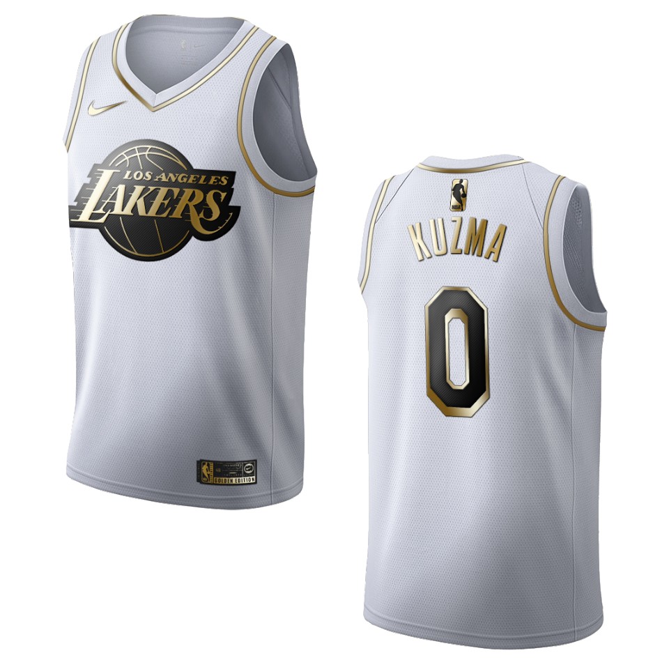 Men’s Los Angeles Lakers #0 Kyle Kuzma Golden Edition Basketball Jersey – White