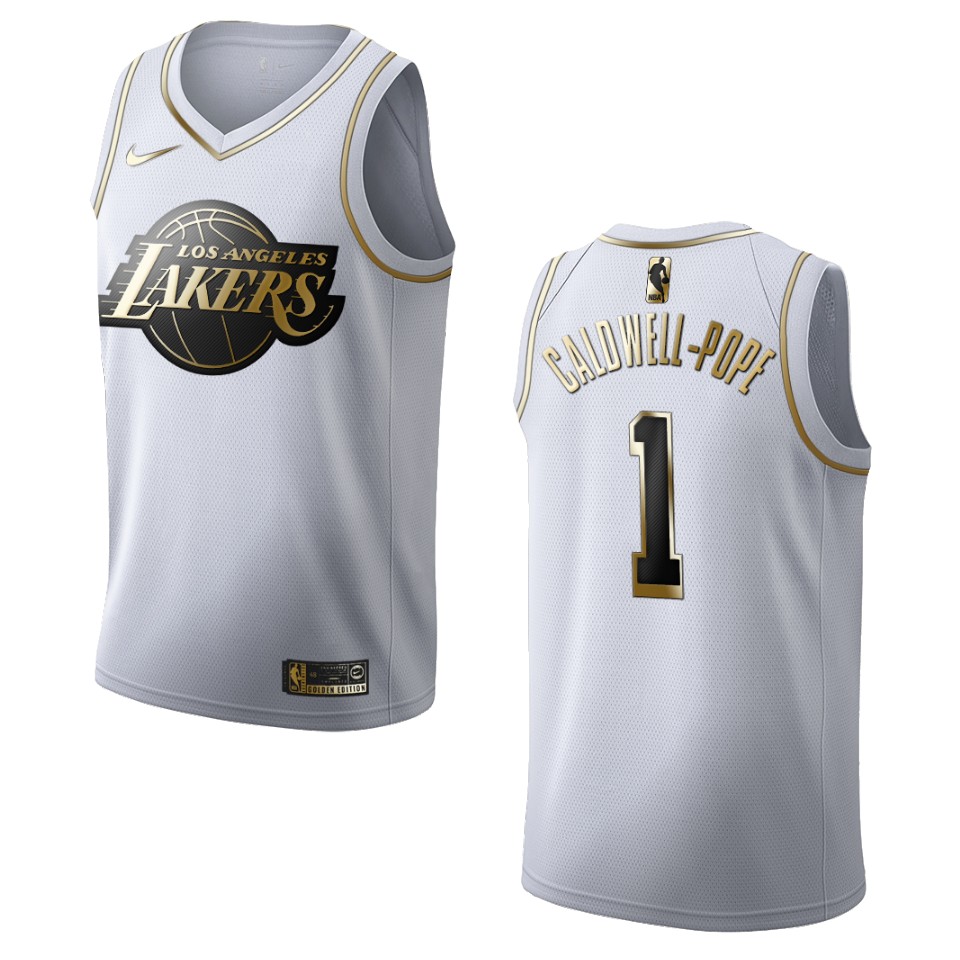 Men’s Los Angeles Lakers #1 Kentavious Caldwell-pope Golden Edition Basketball Jersey – White