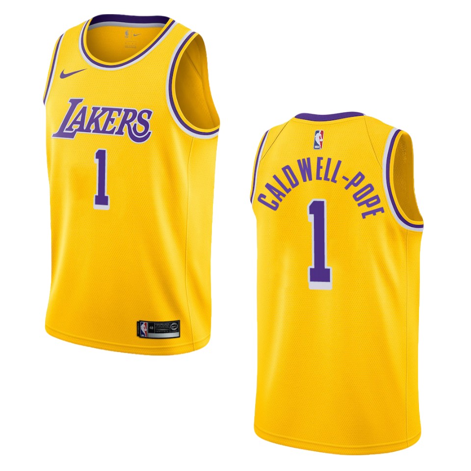 Men's Los Angeles Lakers #1 Kentavious Caldwell-pope Icon Swingman Basketball Jersey - Gold