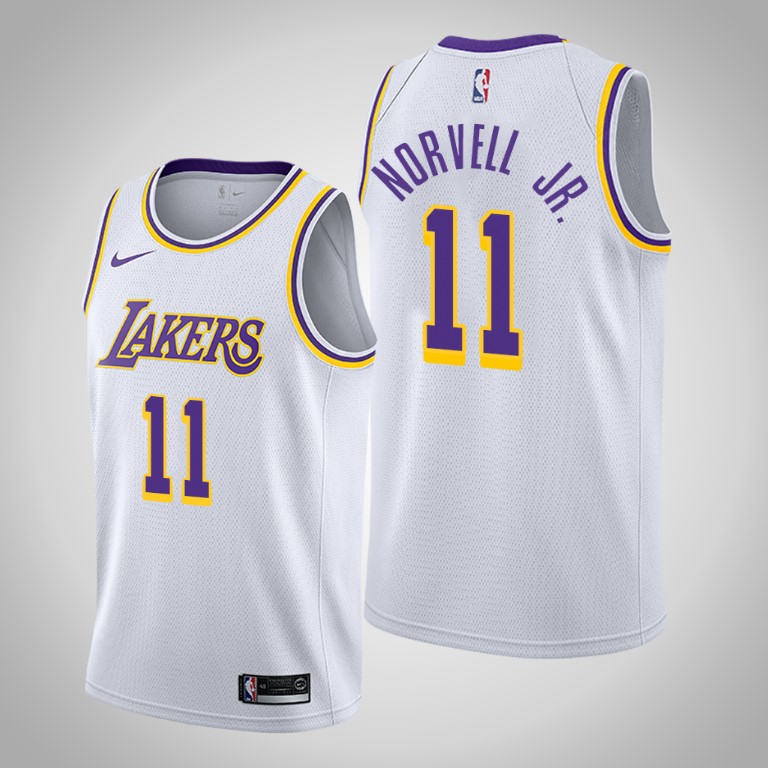 Men's Los Angeles Lakers #11 Zach Norvell Jr. Association Swingman Basketball Jersey - White